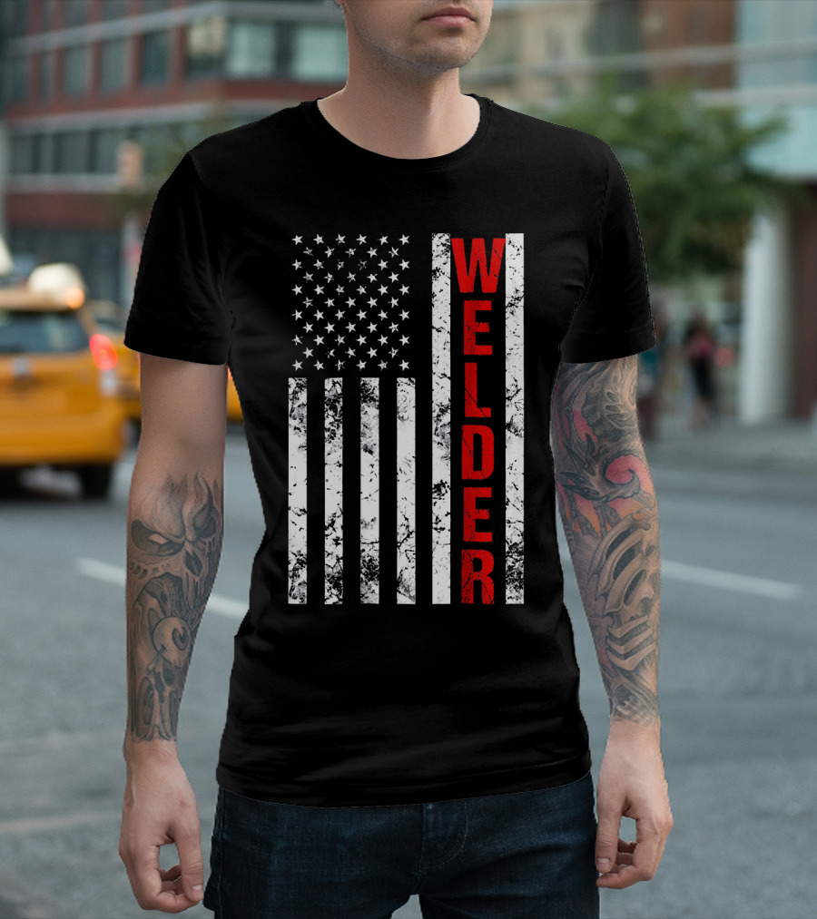 Mens Welders American Flag T-Shirt