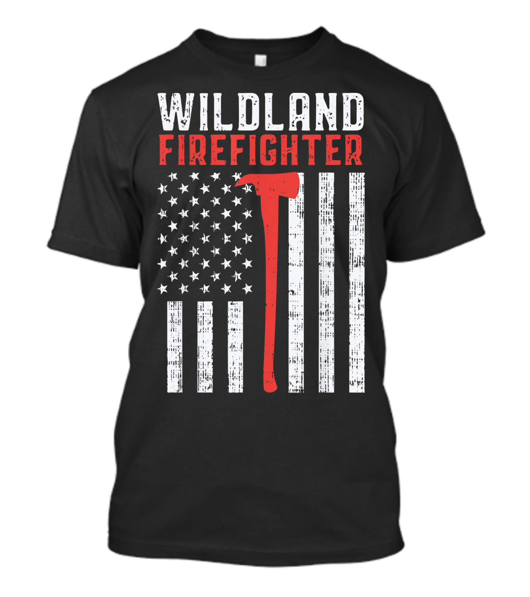 Wildland Firefighter US Flag Thin Red Line Axe T-Shirt
