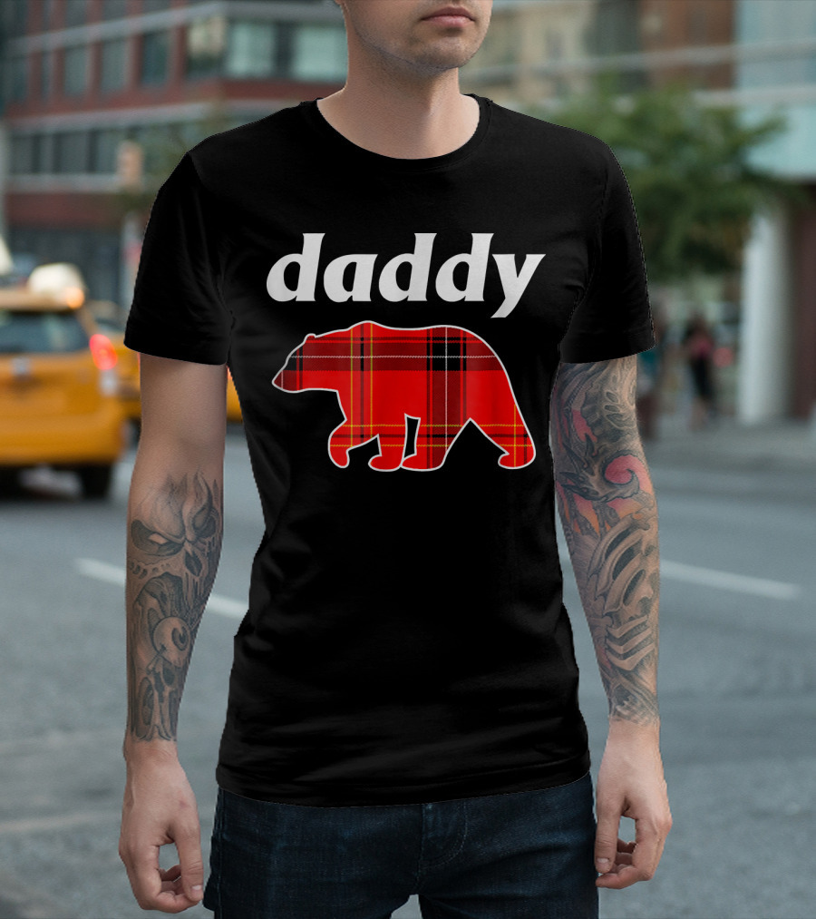 Daddy Bear Red Plaid Lumberjack Mens T-Shirt