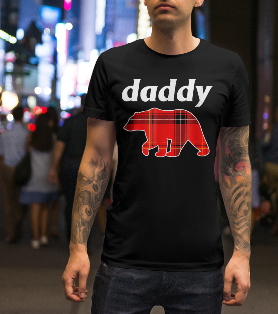 Daddy Bear Red Plaid Lumberjack Mens T-Shirt