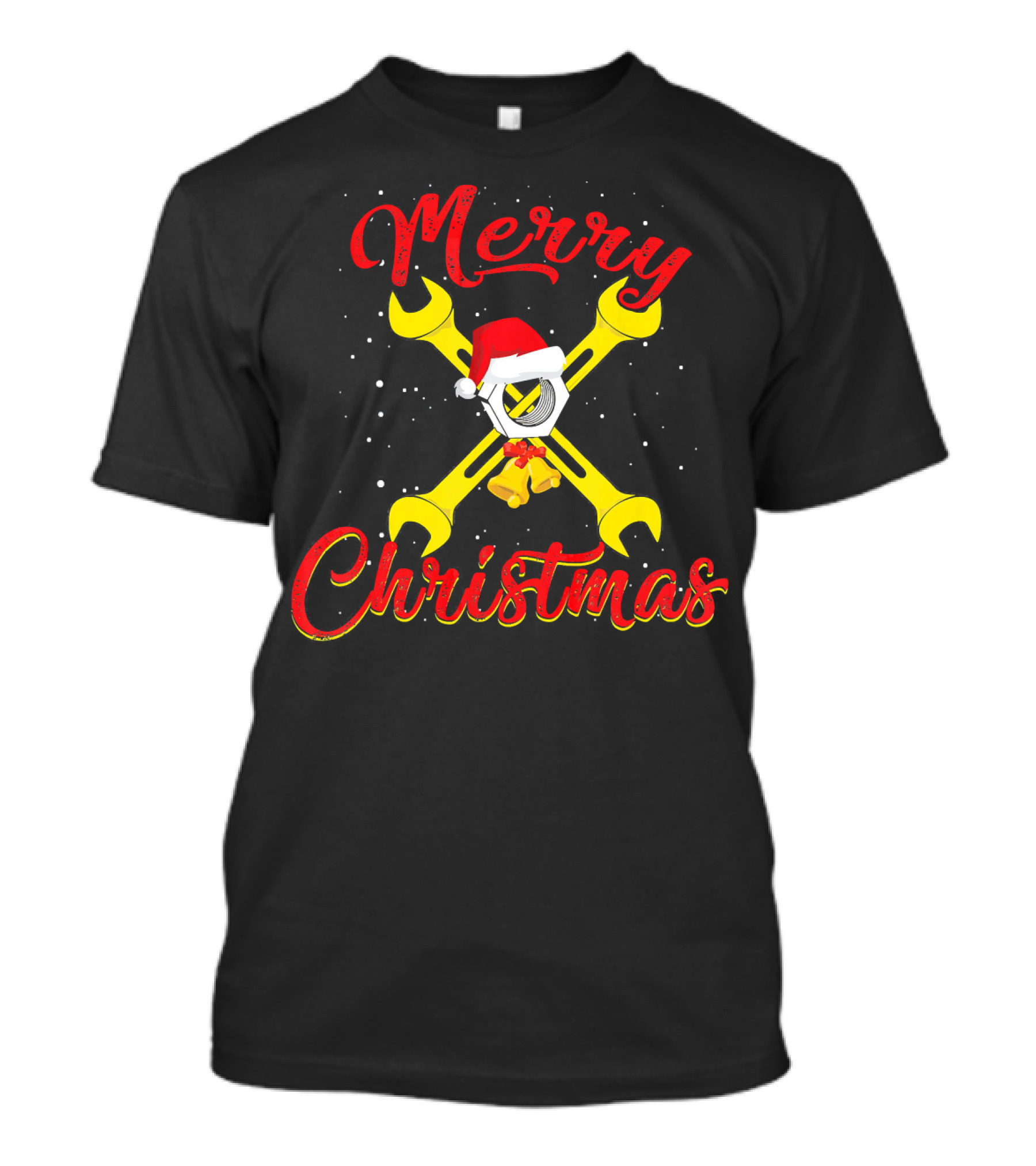 Merry Christmas Mechanic Wrench Hex Nuts Santa Hat T-Shirt