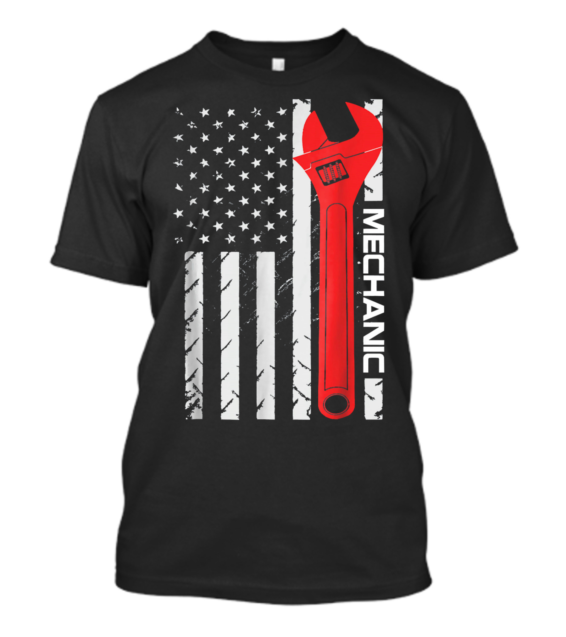 USA Flag Wrench Mechanic T-Shirt