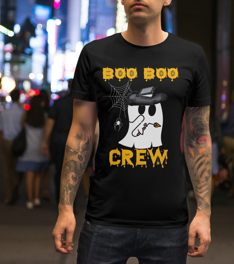 Boo Boo Crew Welder Ghost With Welding Torch And Spider Web T-Shirt