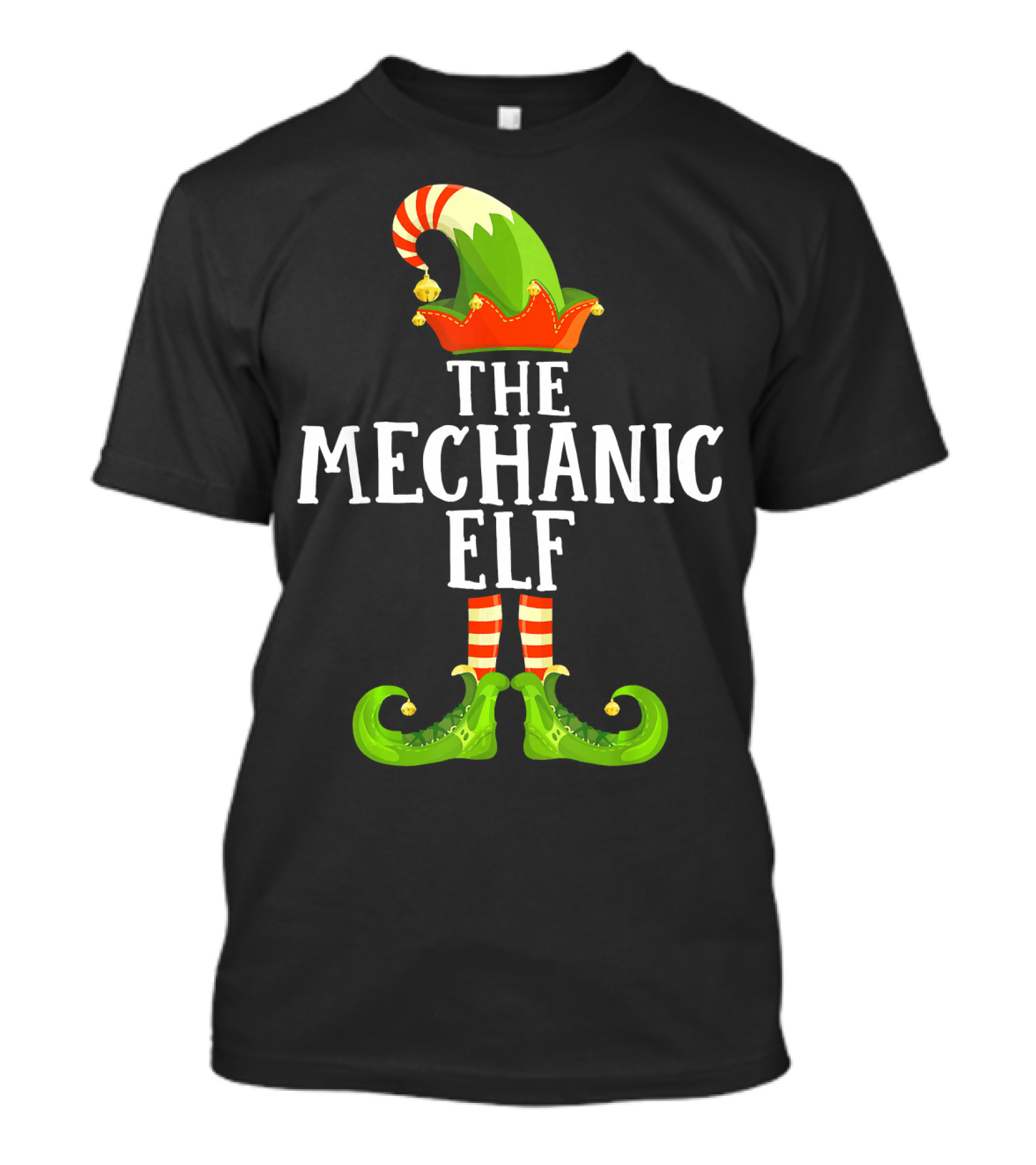 The Mechanic Elf Festive Outfit With Striped Stockings And Pointy Shoes T-Shirt