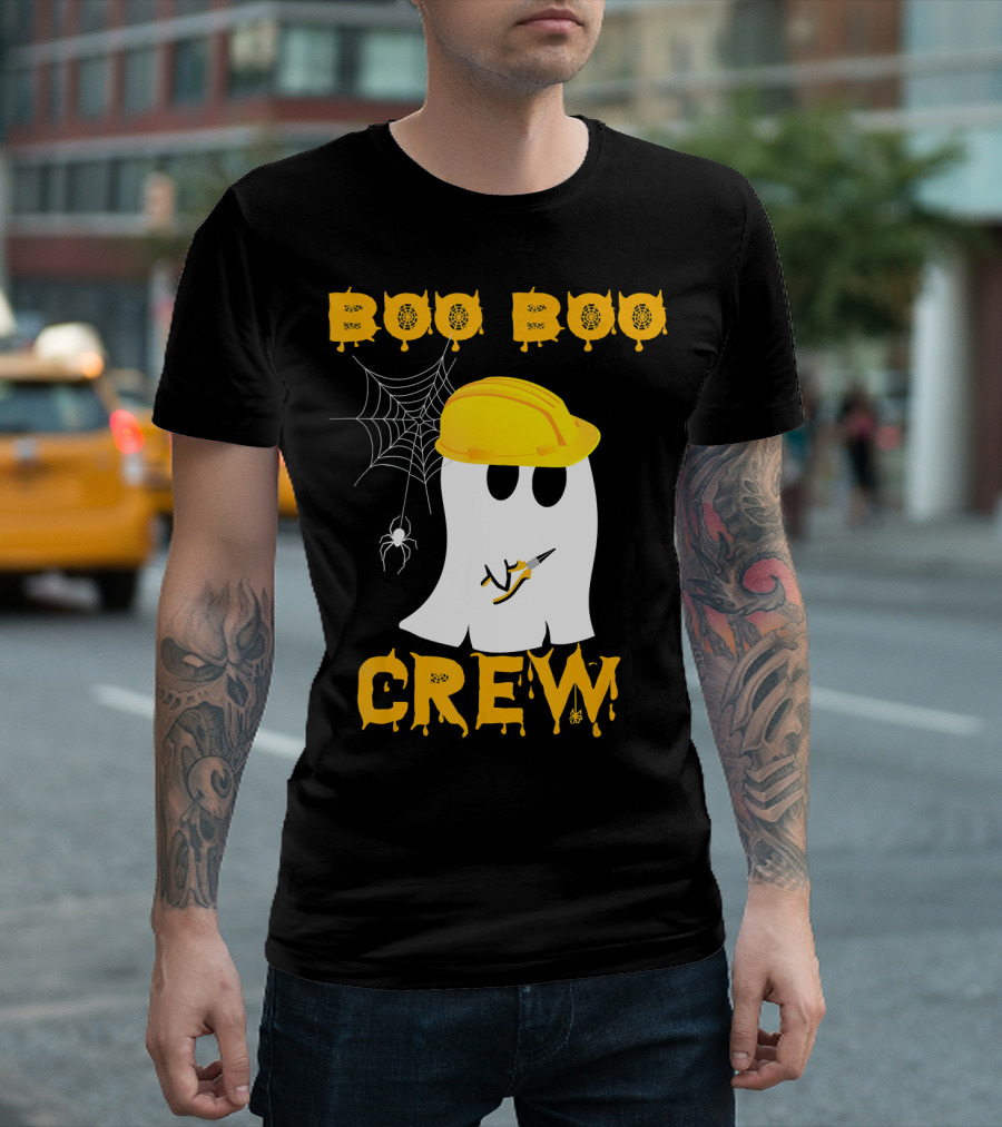 Boo Boo Crew Halloween Ghost Electrician Spider Web T-Shirt