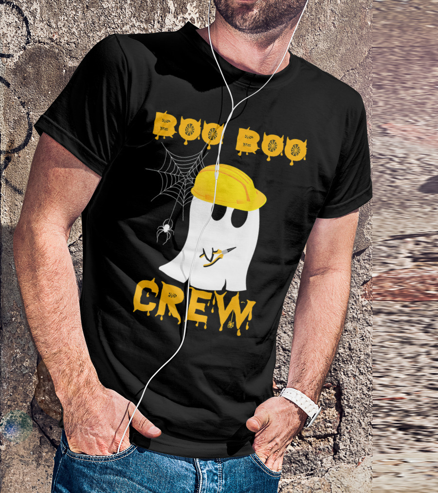 Boo Boo Crew Halloween Ghost Electrician Spider Web T-Shirt