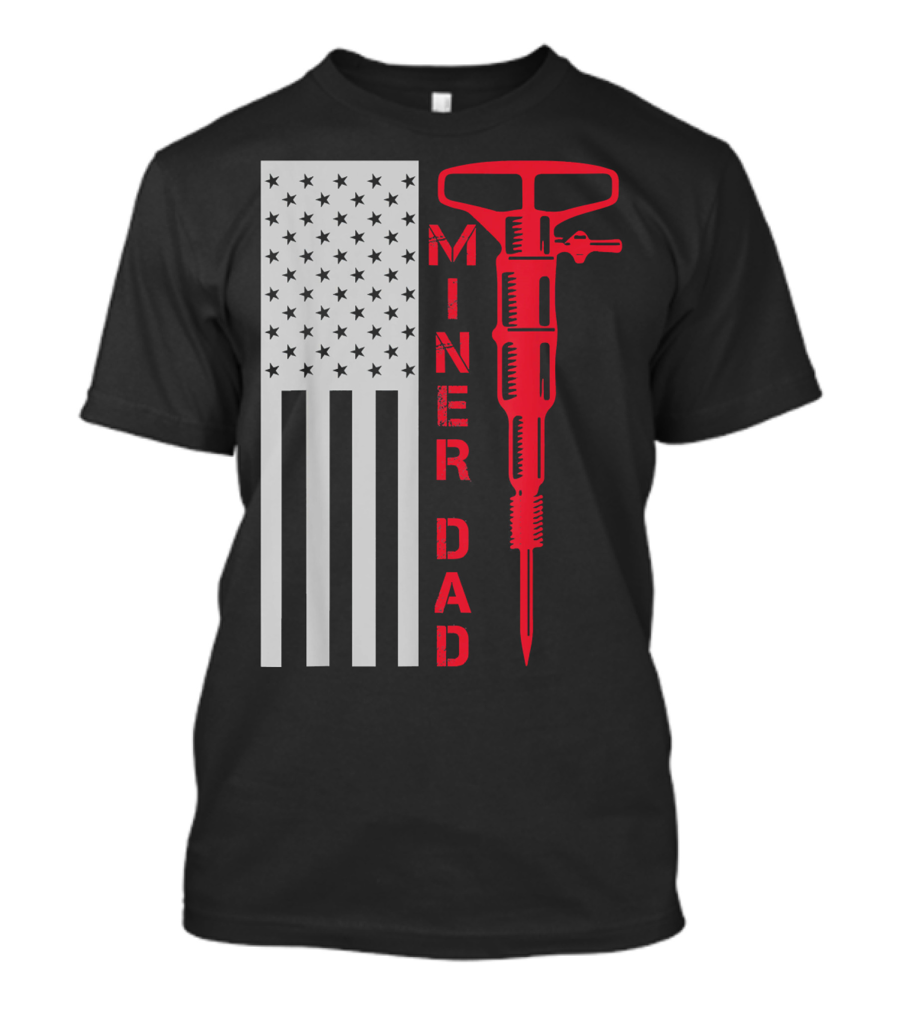 MINER DAD USA Flag Vertical Stars And Drill T-Shirt