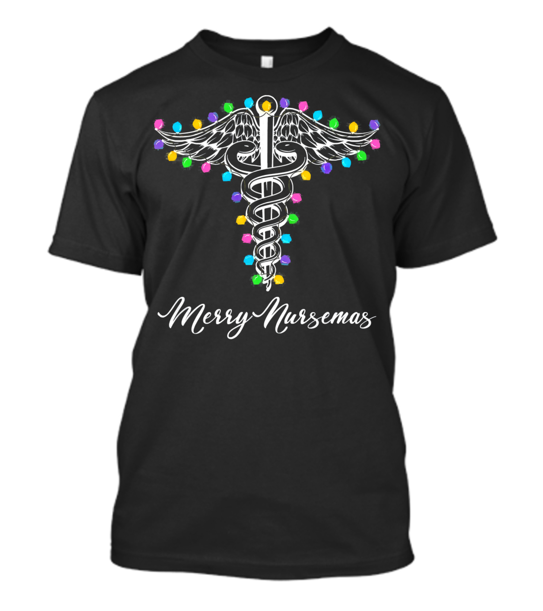Merry Nursemas Caduceus Christmas Lights T-Shirt