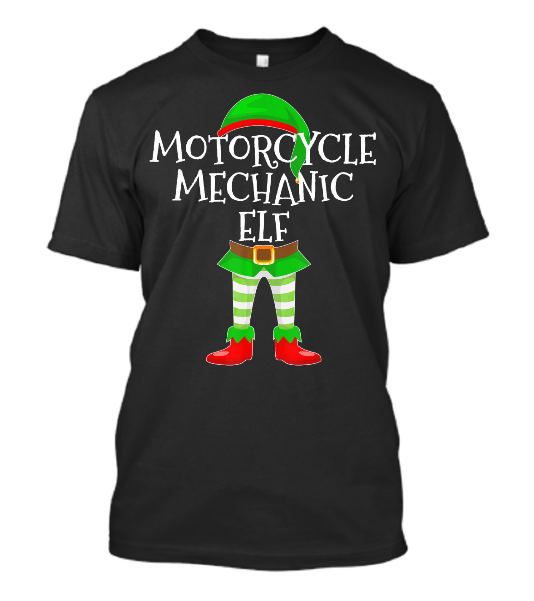 Motorcycle Mechanic Elf Christmas Costume T-Shirt