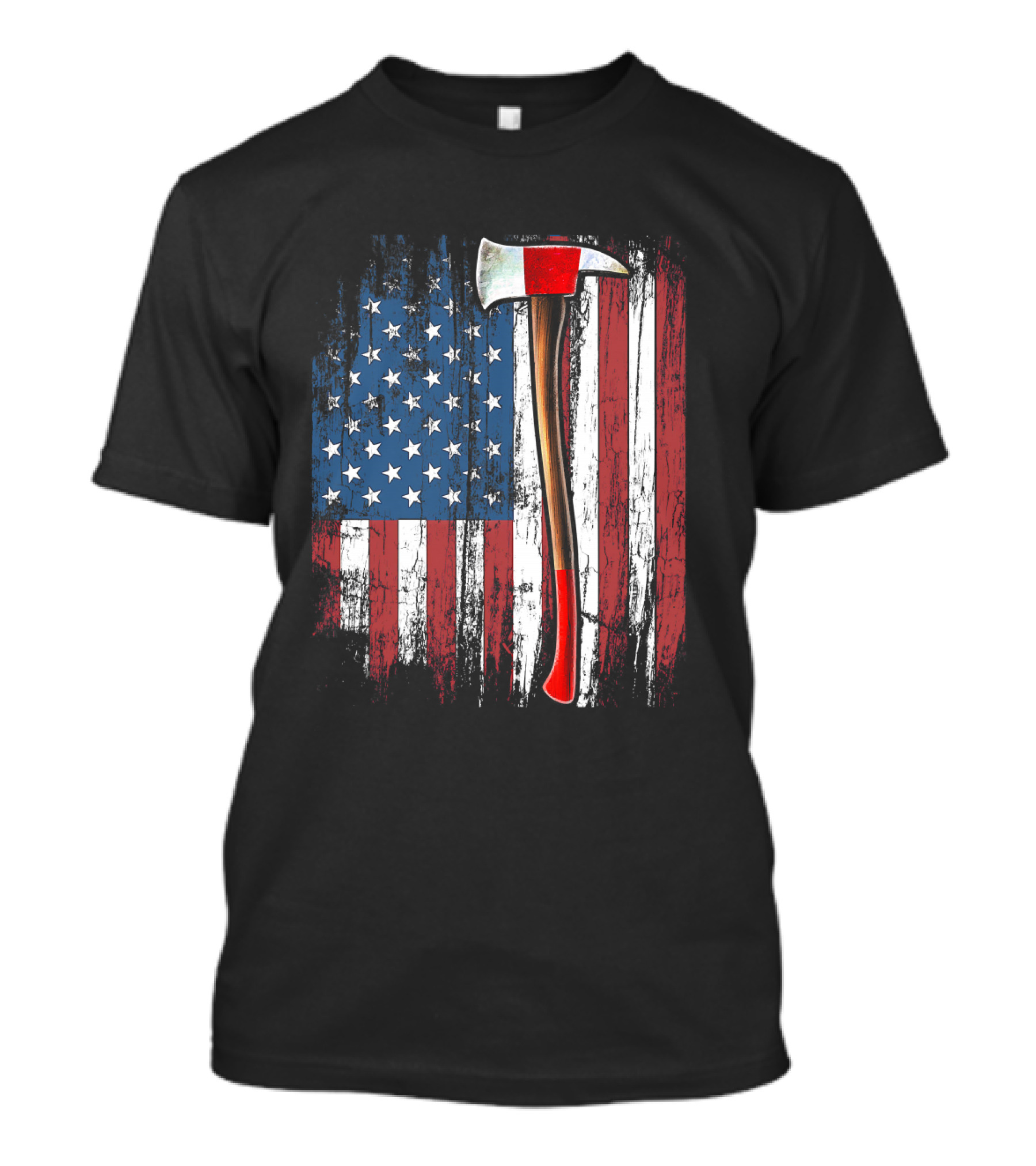 American Flag Firefighter Axe T-Shirt
