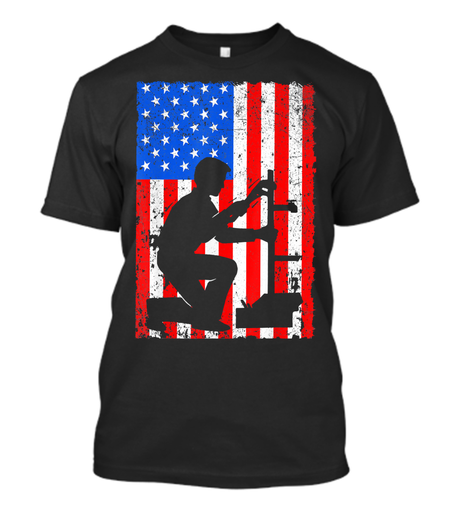 Plumber American Flag Merica Patriotic USA Worker T-Shirt