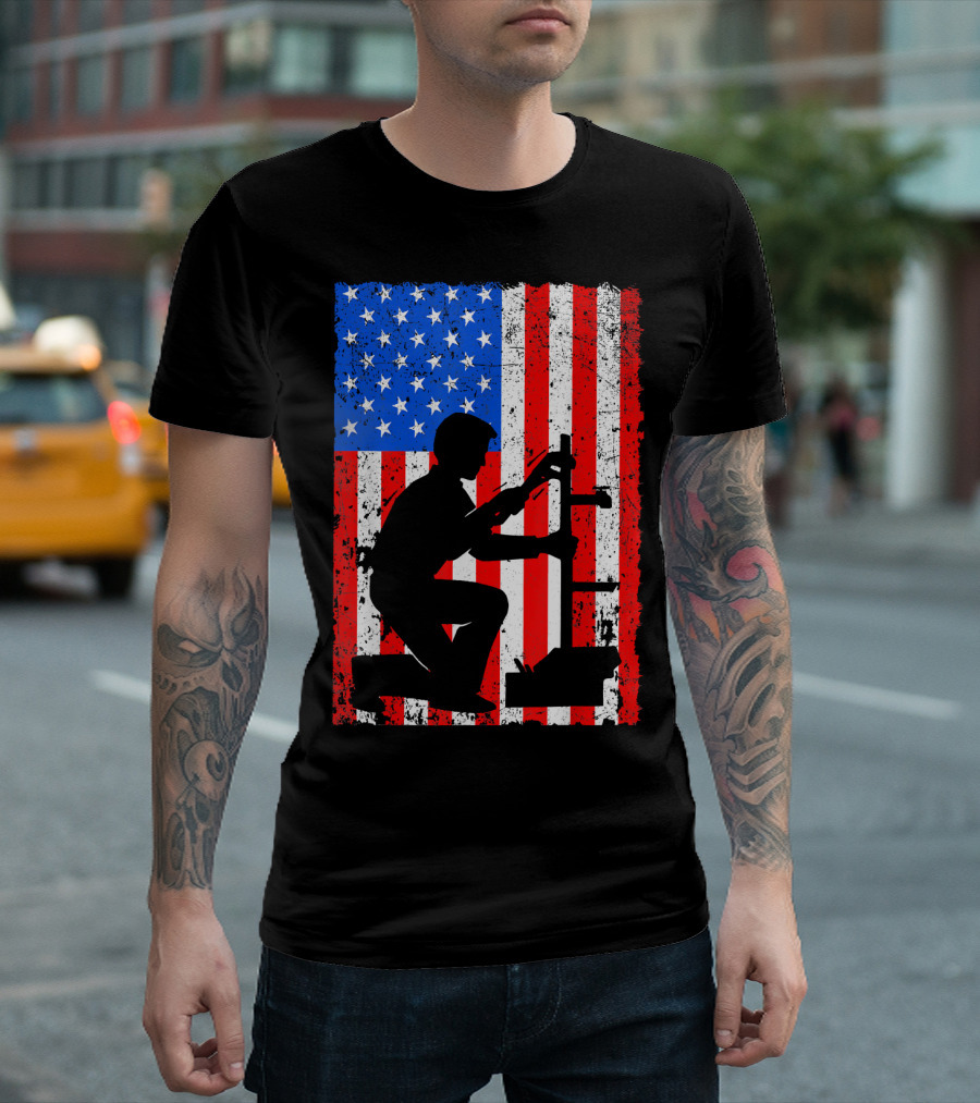 Plumber American Flag Merica Patriotic USA Worker T-Shirt