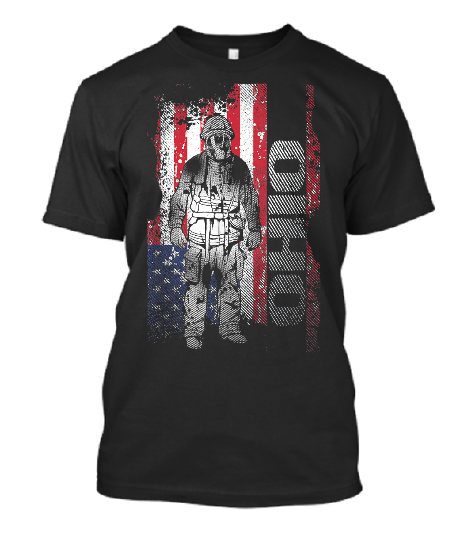 Ohio Firefighter Fireman Training American Flag Background T-Shirt