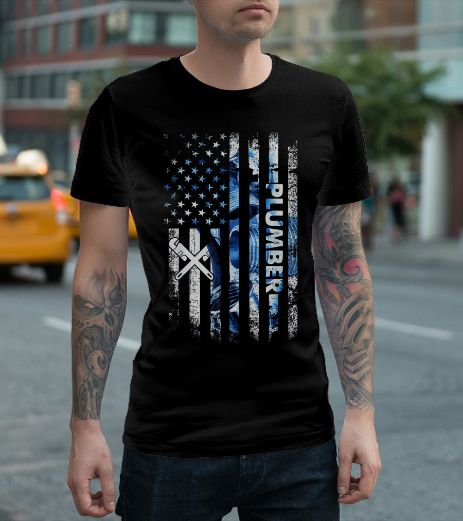 Plumber American Flag Patriot Tools T-Shirt