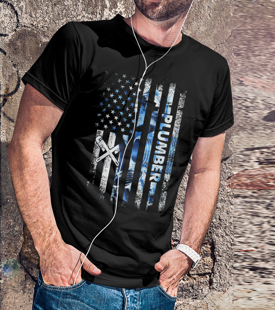 Plumber American Flag Patriot Tools T-Shirt