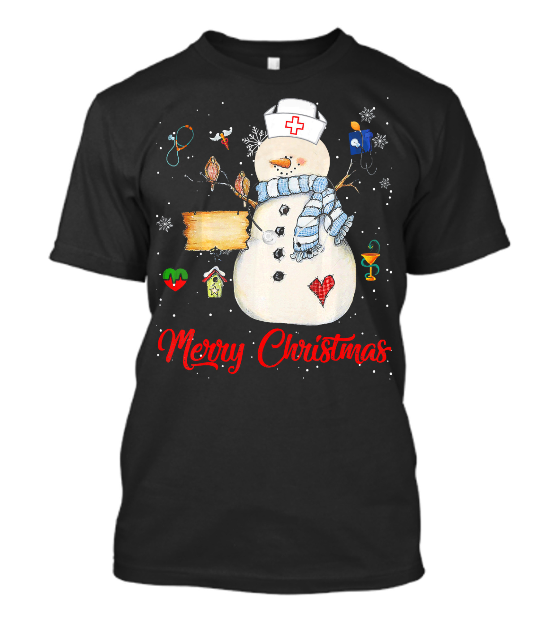 Merry Christmas Nurse Snowman T-Shirt