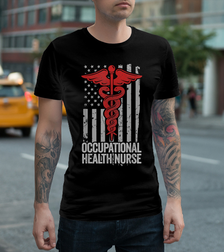 Occupational Health Nurse OHN American Flag Caduceus T-Shirt