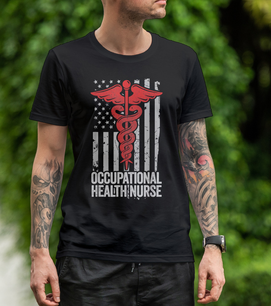 Occupational Health Nurse OHN American Flag Caduceus T-Shirt