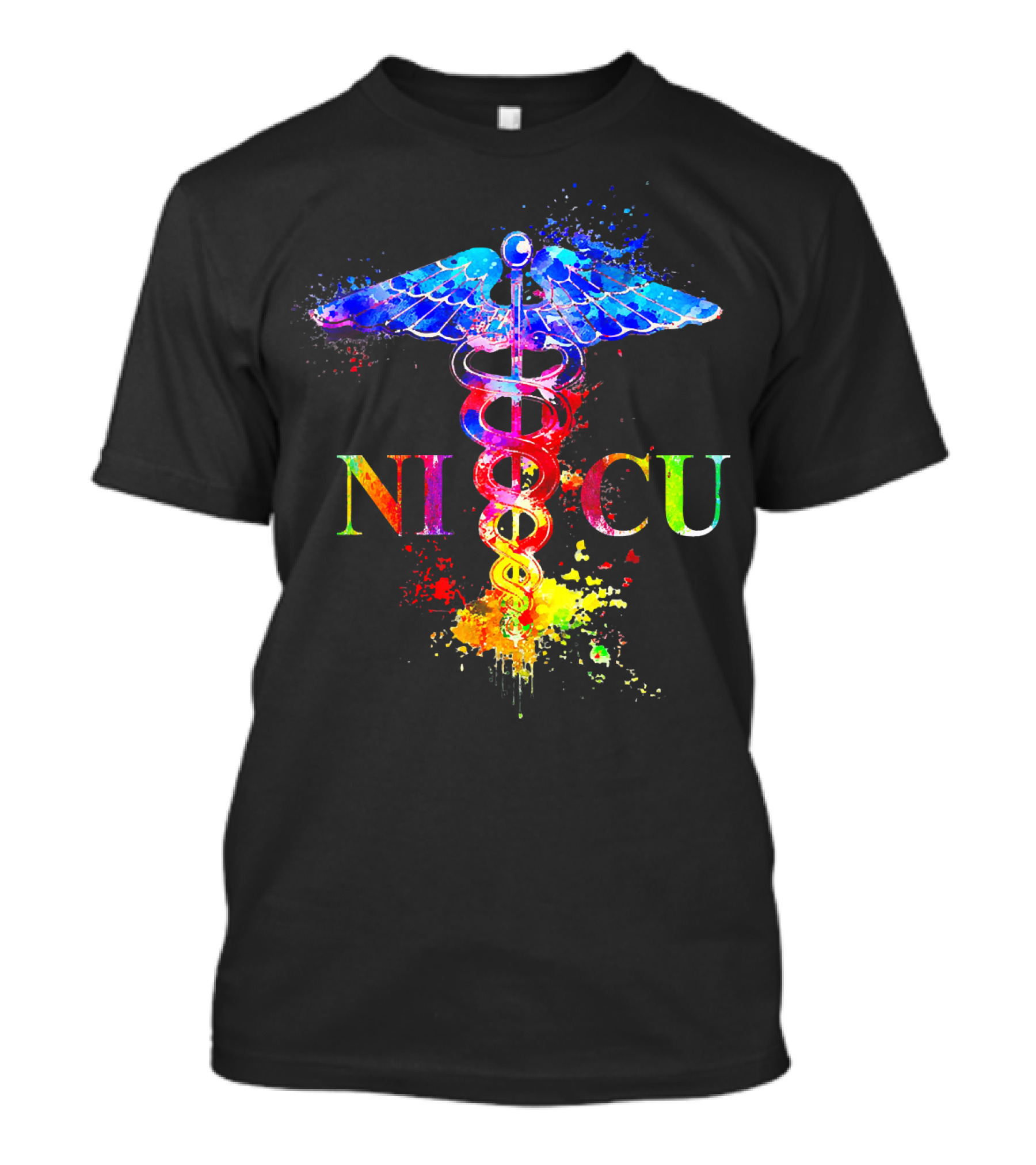 NICU Nurse Caduceus Color Splash T-Shirt