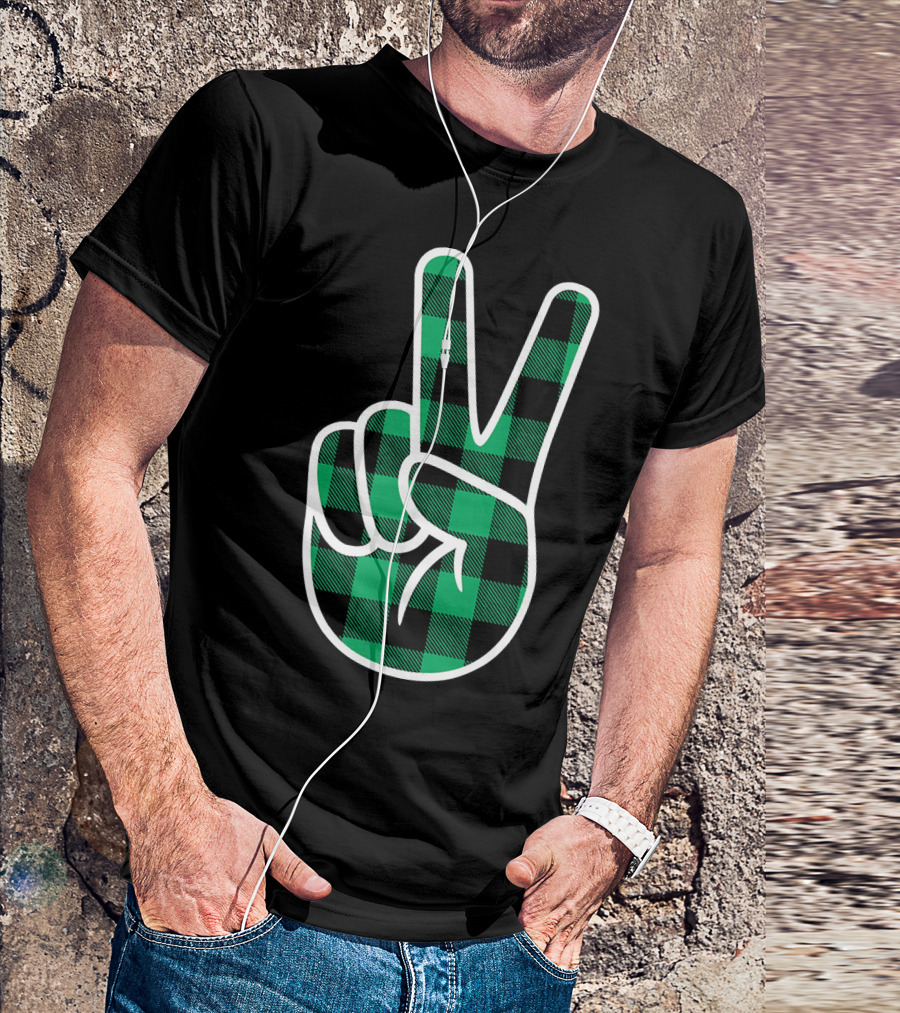 Peace KellyBlack Green Plaid Lumberjack T-Shirt