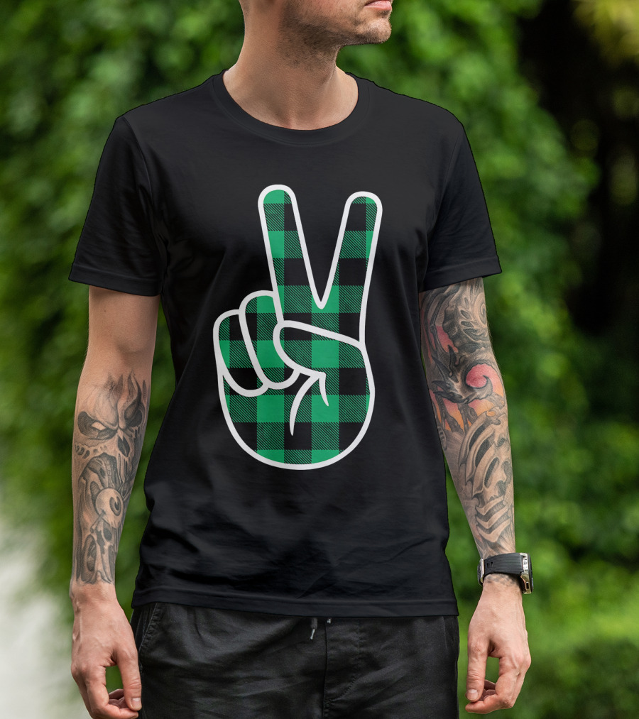 Peace KellyBlack Green Plaid Lumberjack T-Shirt