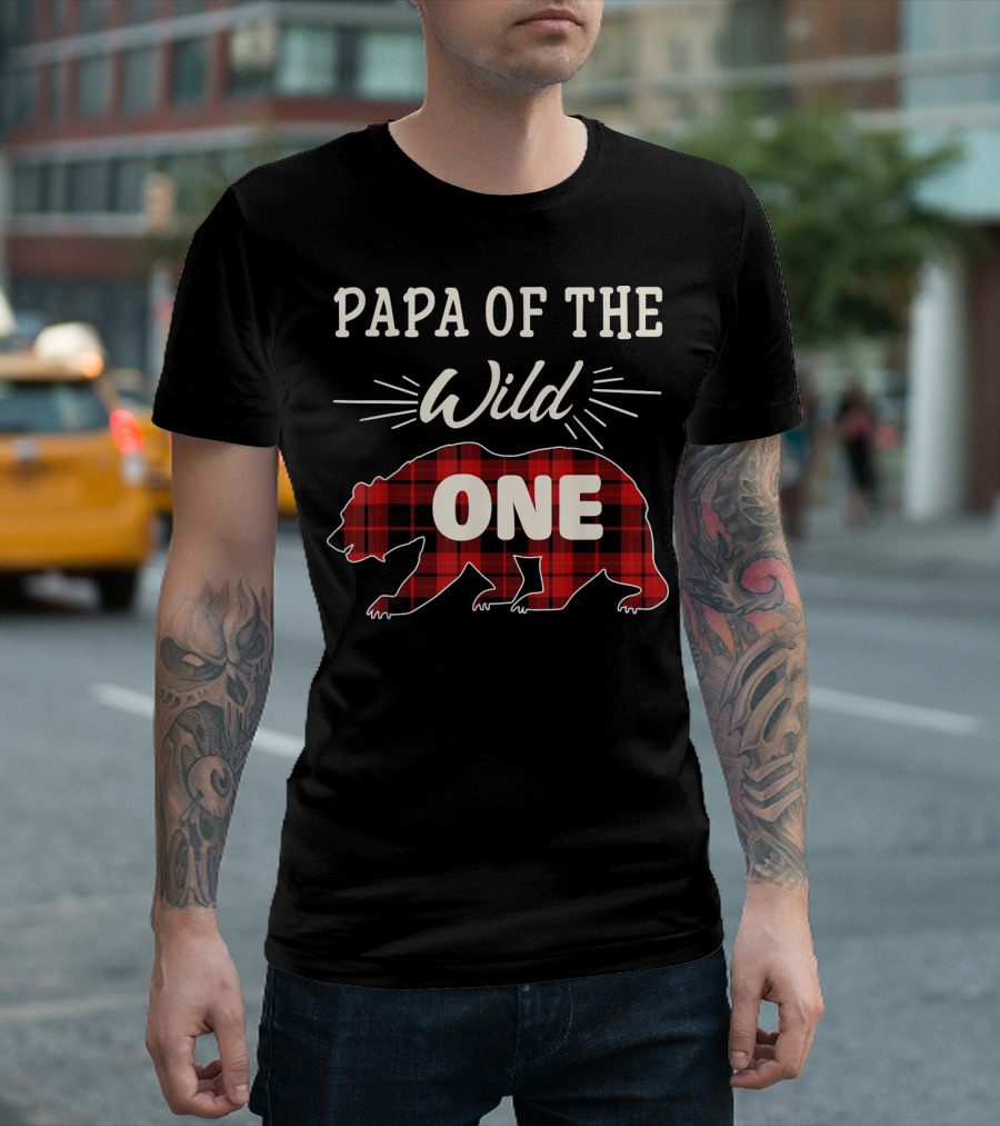 Papa Of The Wild One Bear Lumberjack T-Shirt