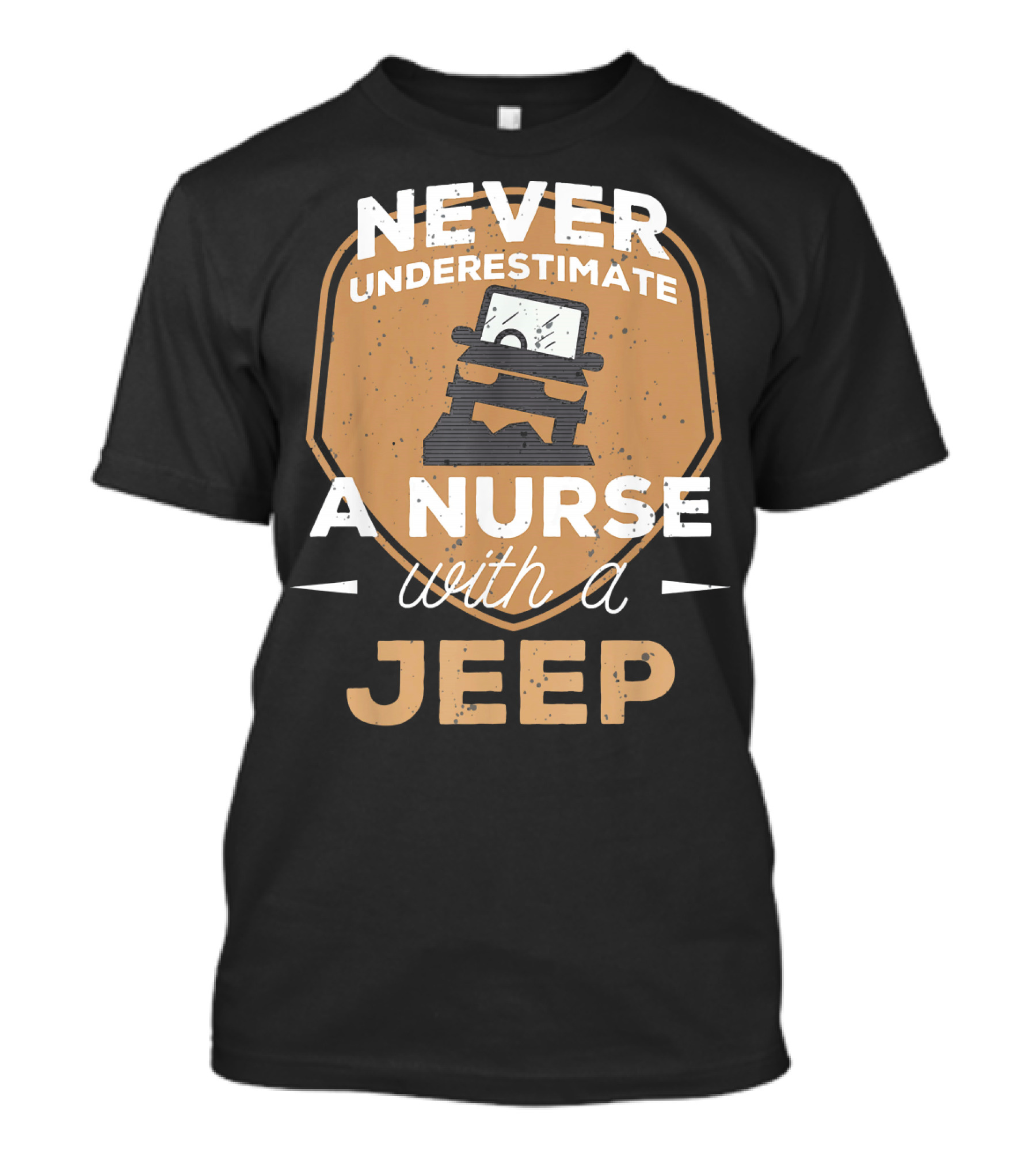 Never Underestimate A Nurse With A Jeep Adventure Badge T-Shirt