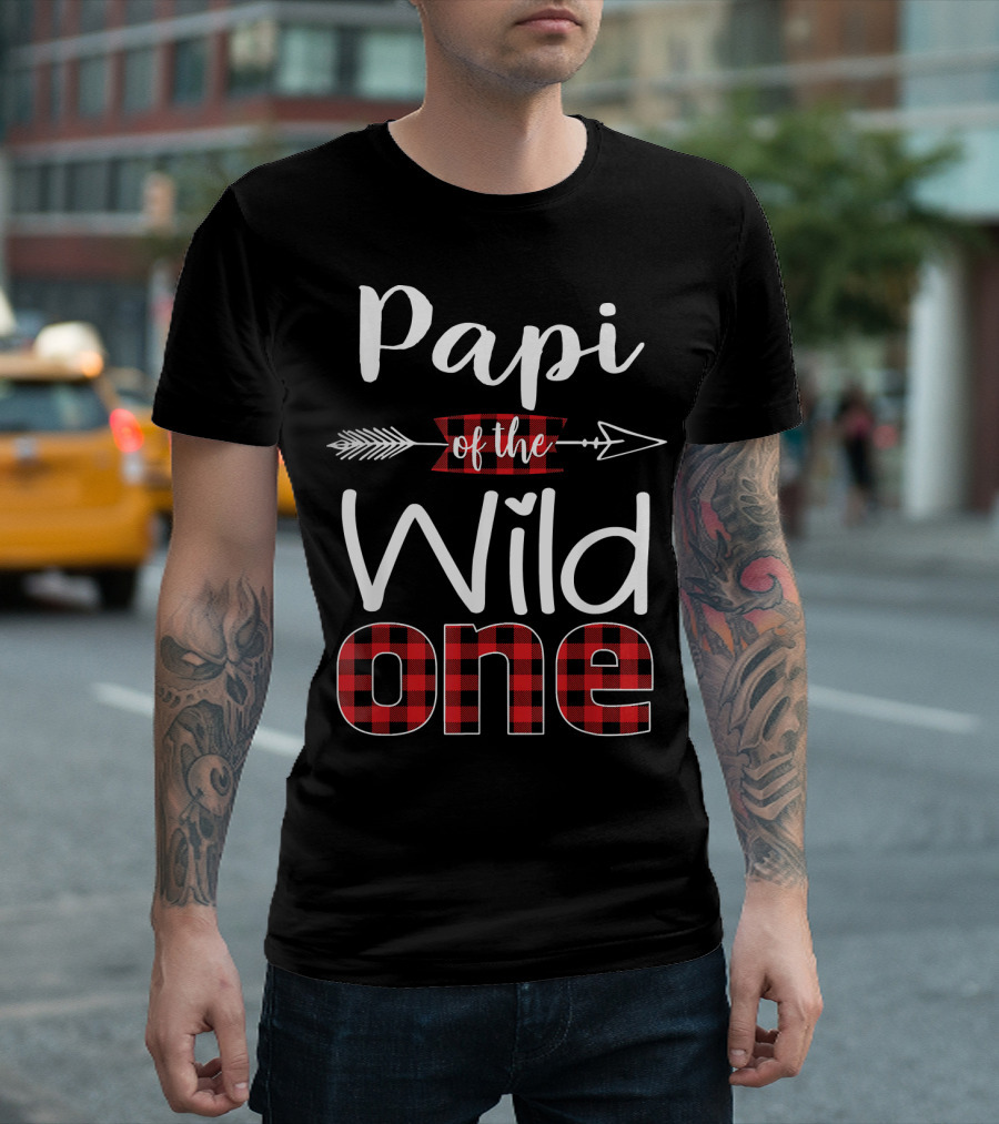 Papi Of The Wild One Plaid Arrow Lumberjack T-Shirt