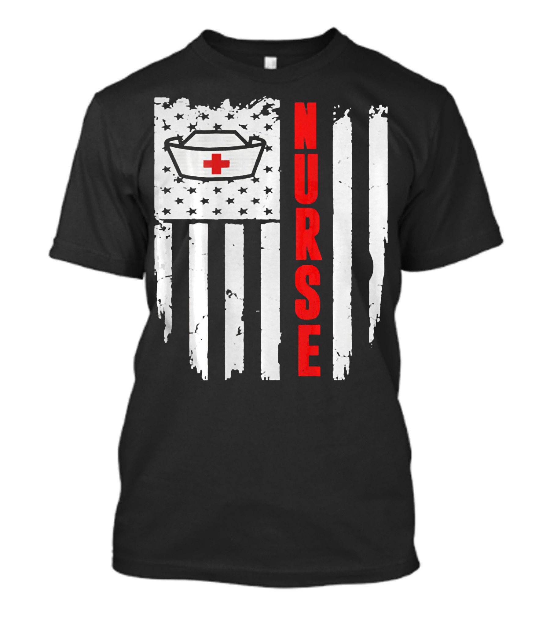 Nurse Flag With Medical Cap And Red Cross Icon On T-Shirt