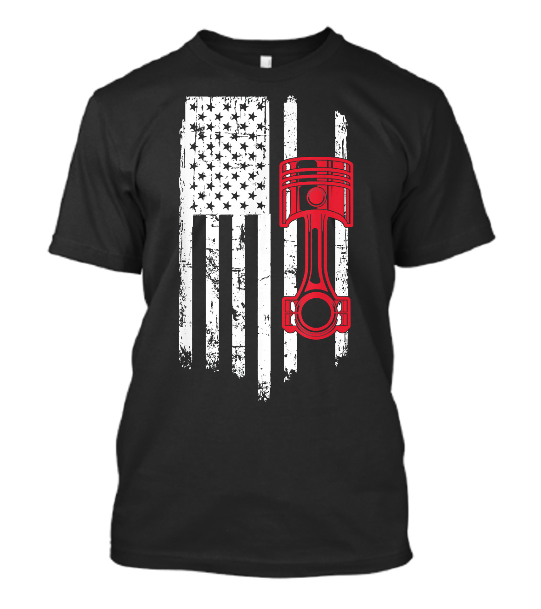 Piston Muscle Car Mechanic American Flag T-Shirt