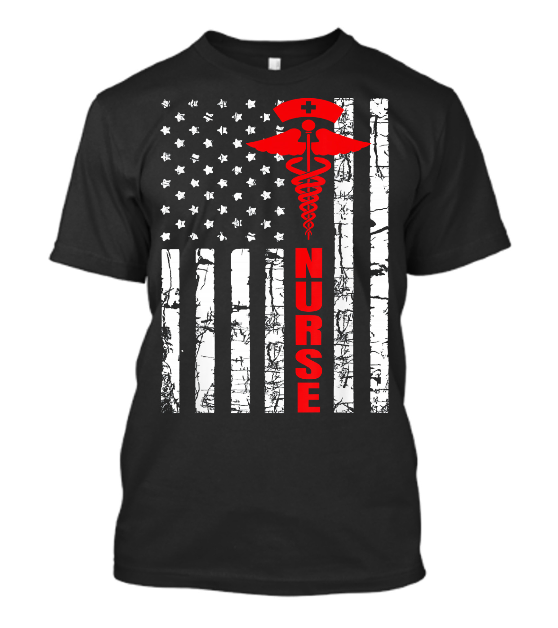 Patriotic American Nurse USA Flag With Caduceus T-Shirt