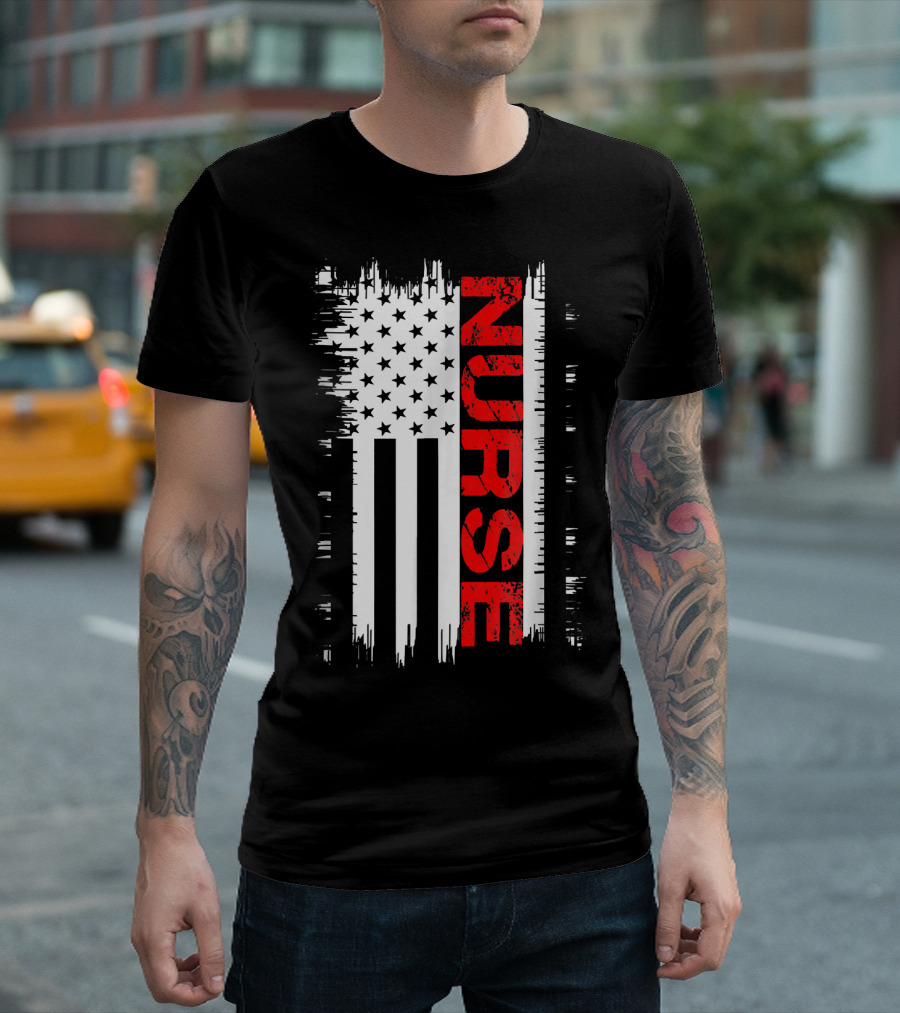 Nurse American USA Flag Nursing T-Shirt