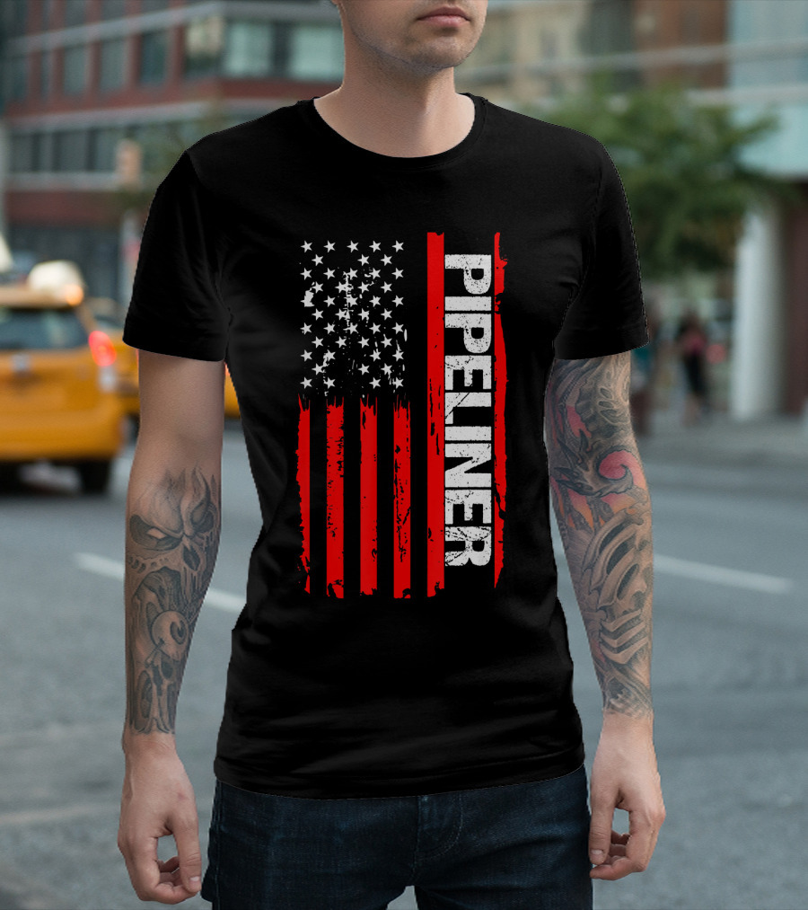 Pipeliner Bold American Flag Welder Pipeline Pride T-Shirt