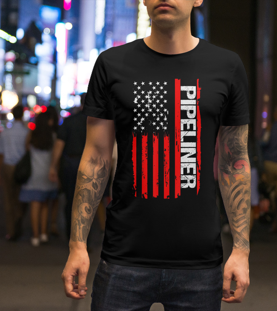 Pipeliner Bold American Flag Welder Pipeline Pride T-Shirt