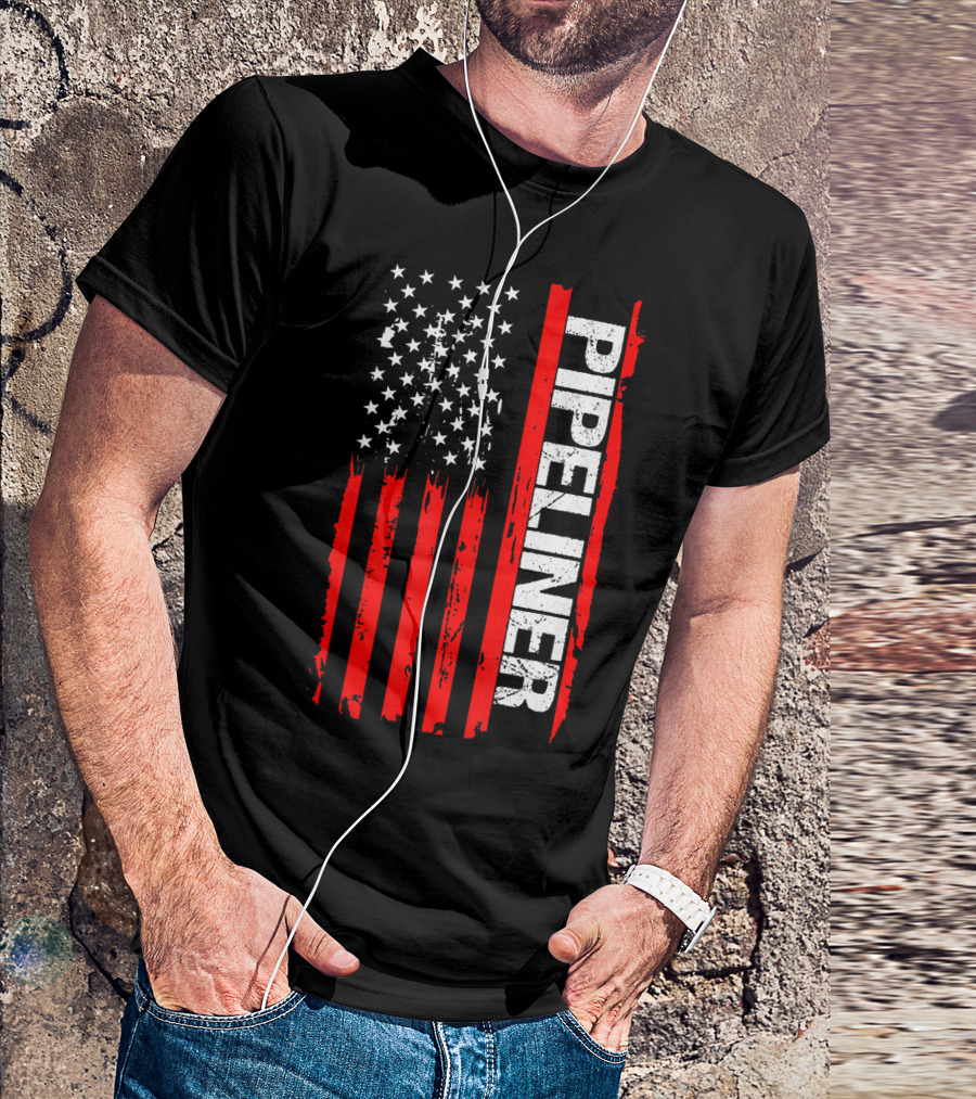 Pipeliner Bold American Flag Welder Pipeline Pride T-Shirt