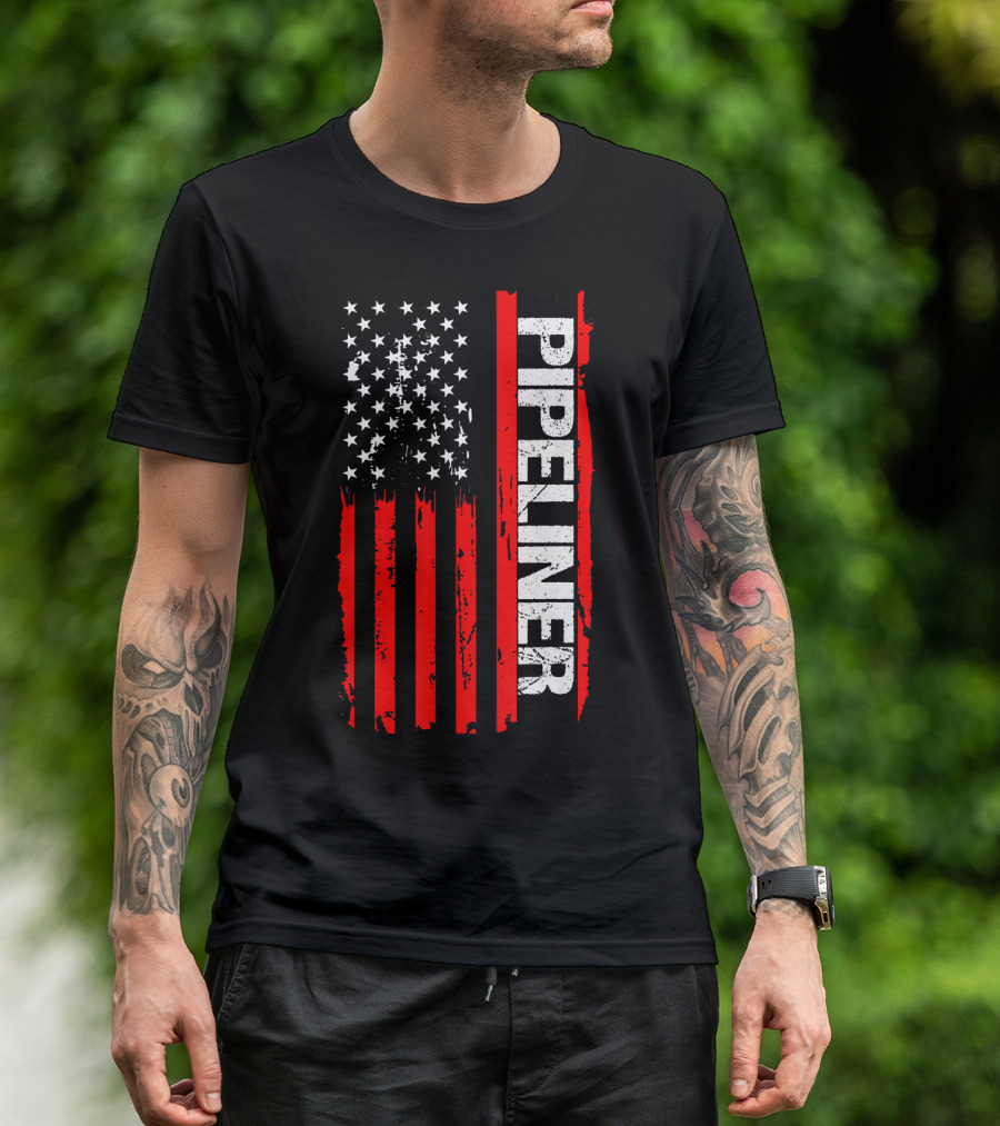 Pipeliner Bold American Flag Welder Pipeline Pride T-Shirt