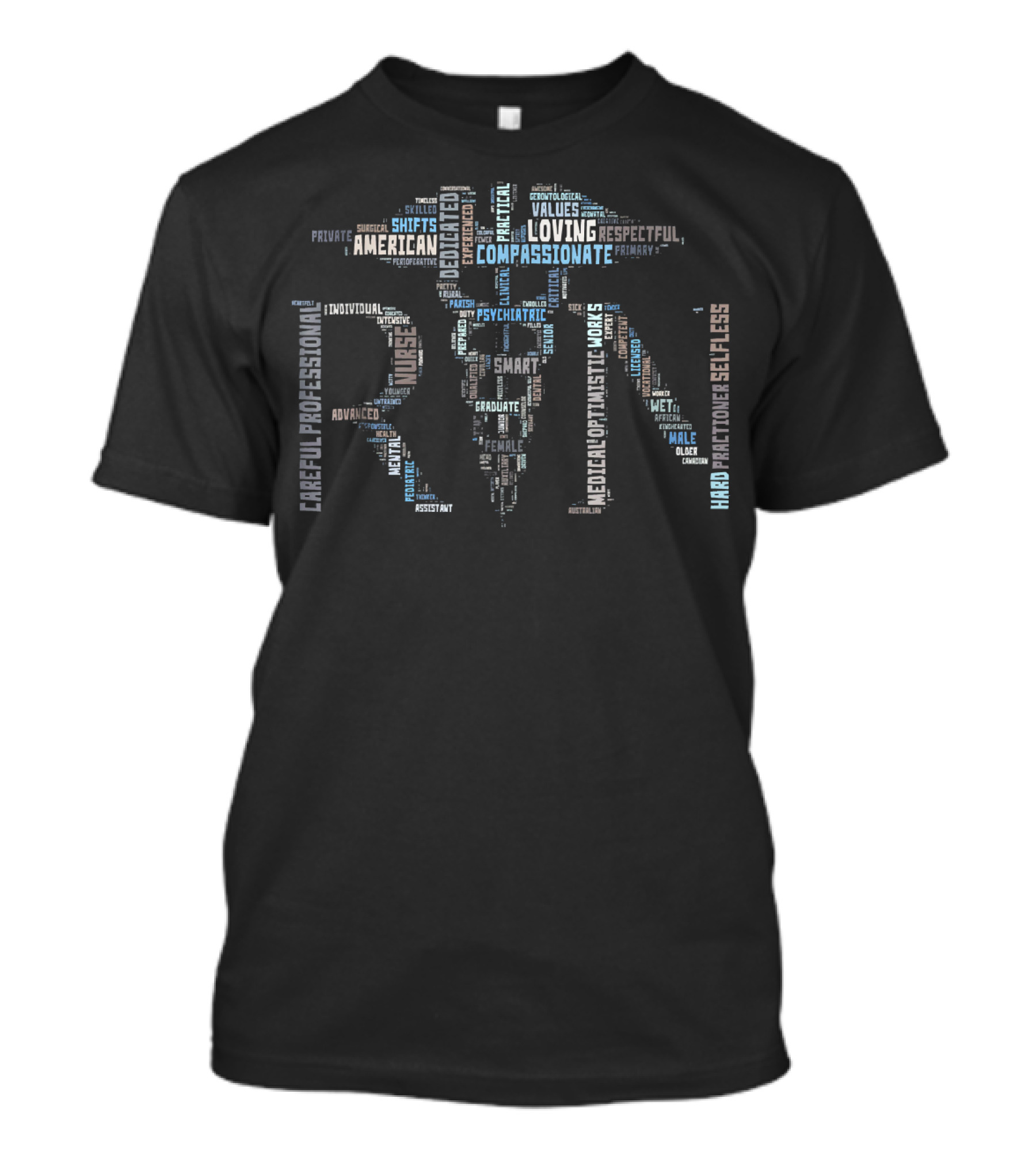 RN Nurse Compassionate Professional Word Cloud With Medical Symbols T-Shirt
