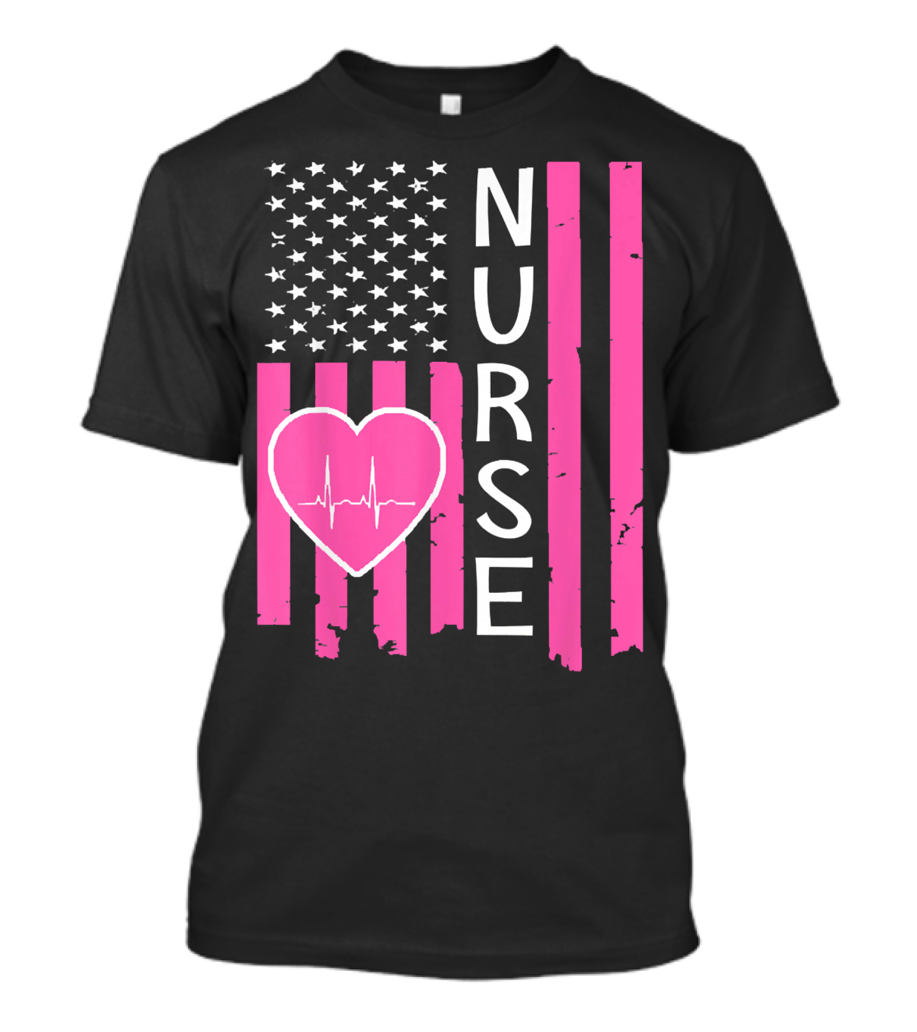 Nurse American Flag Heartbeat T-Shirt