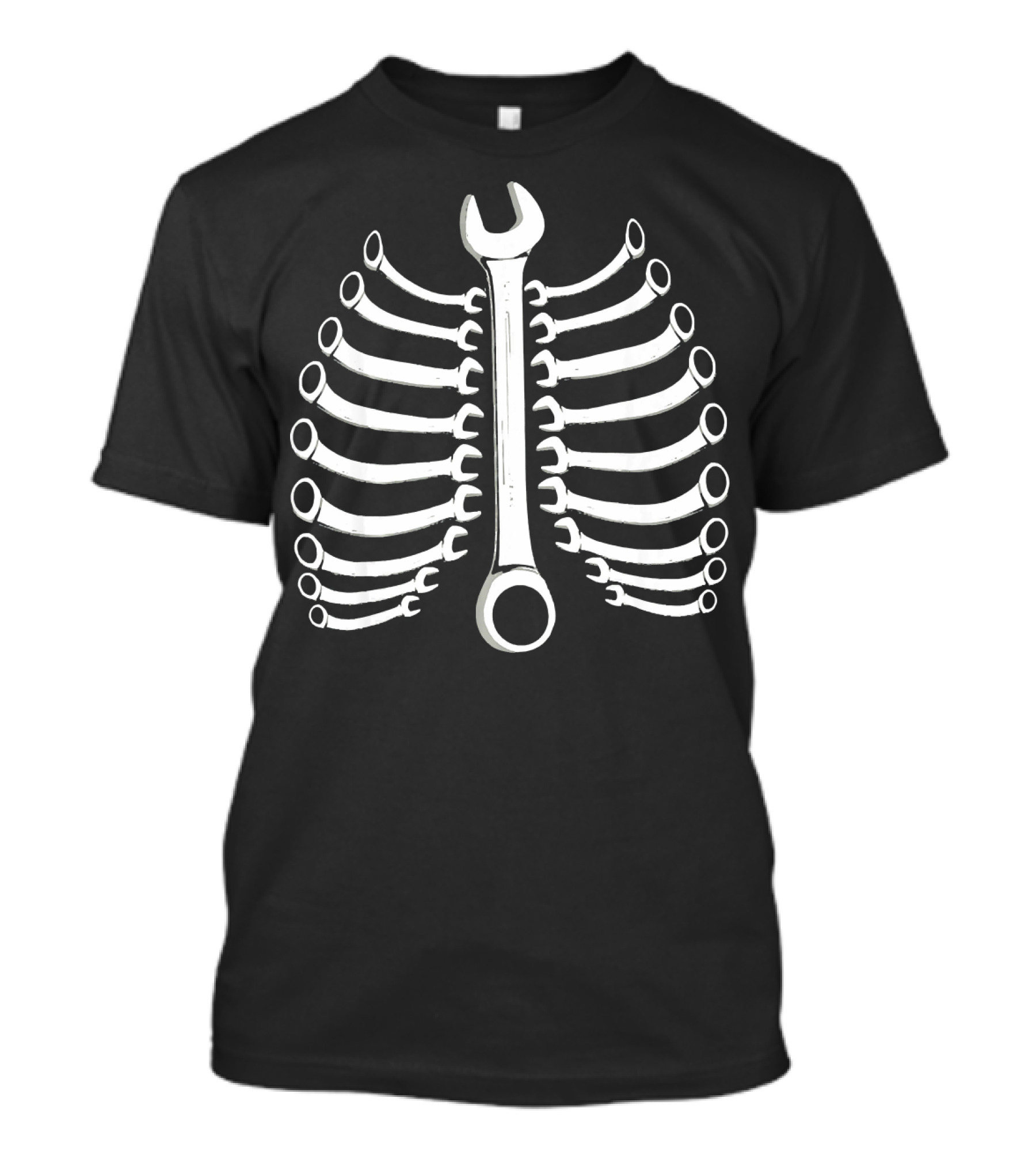 Novelty Wrenches Skeleton Ribcage Mechanic Worker T-Shirt