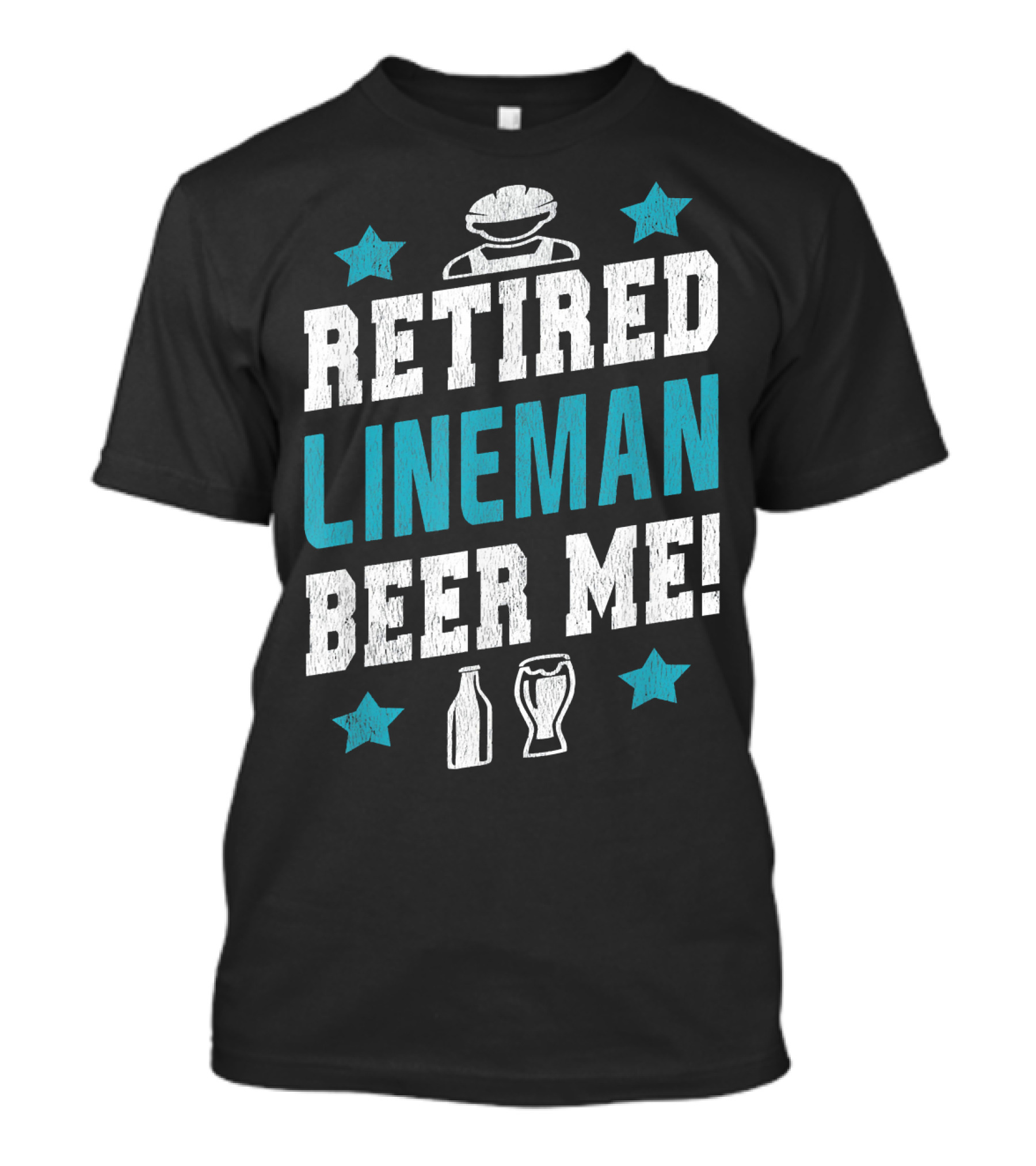 RETIRED LINEMAN BEER ME RETIREMENT CELEBRATION WITH STARS AND BEER ICONS T-Shirt