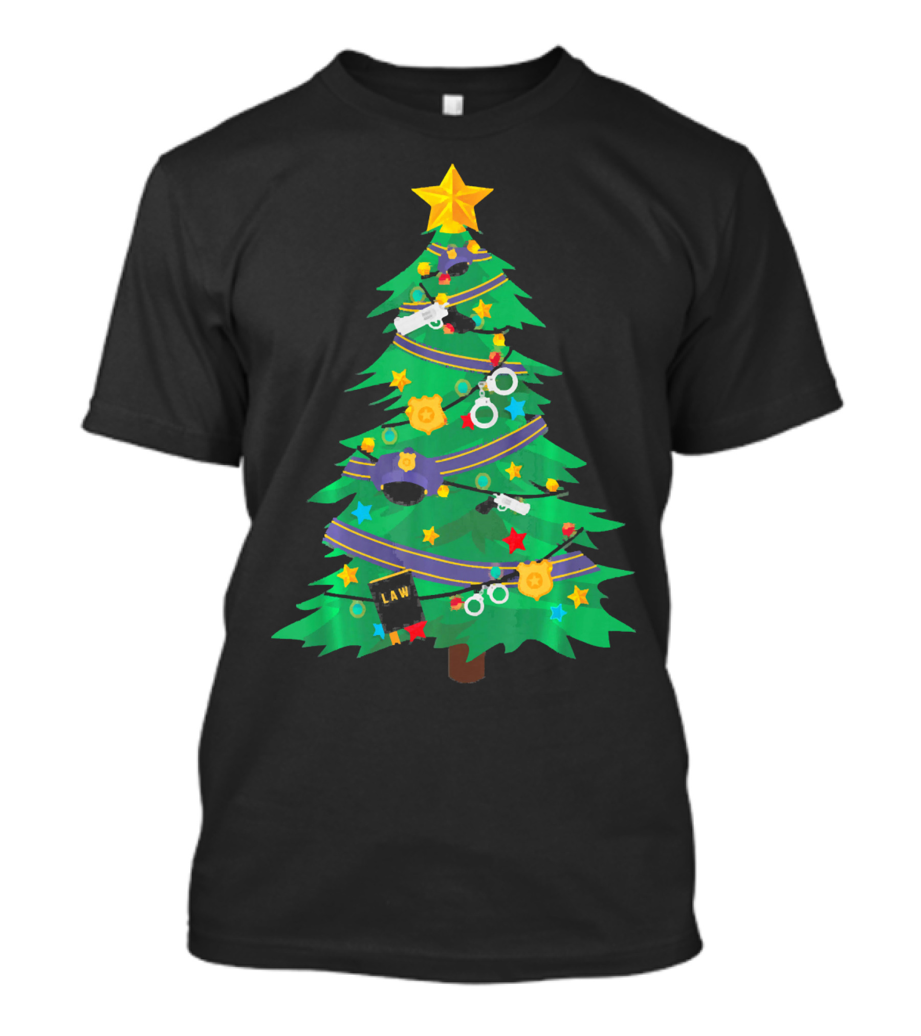 Police Officer Christmas Tree Law Enforcement Festive Decor T-Shirt