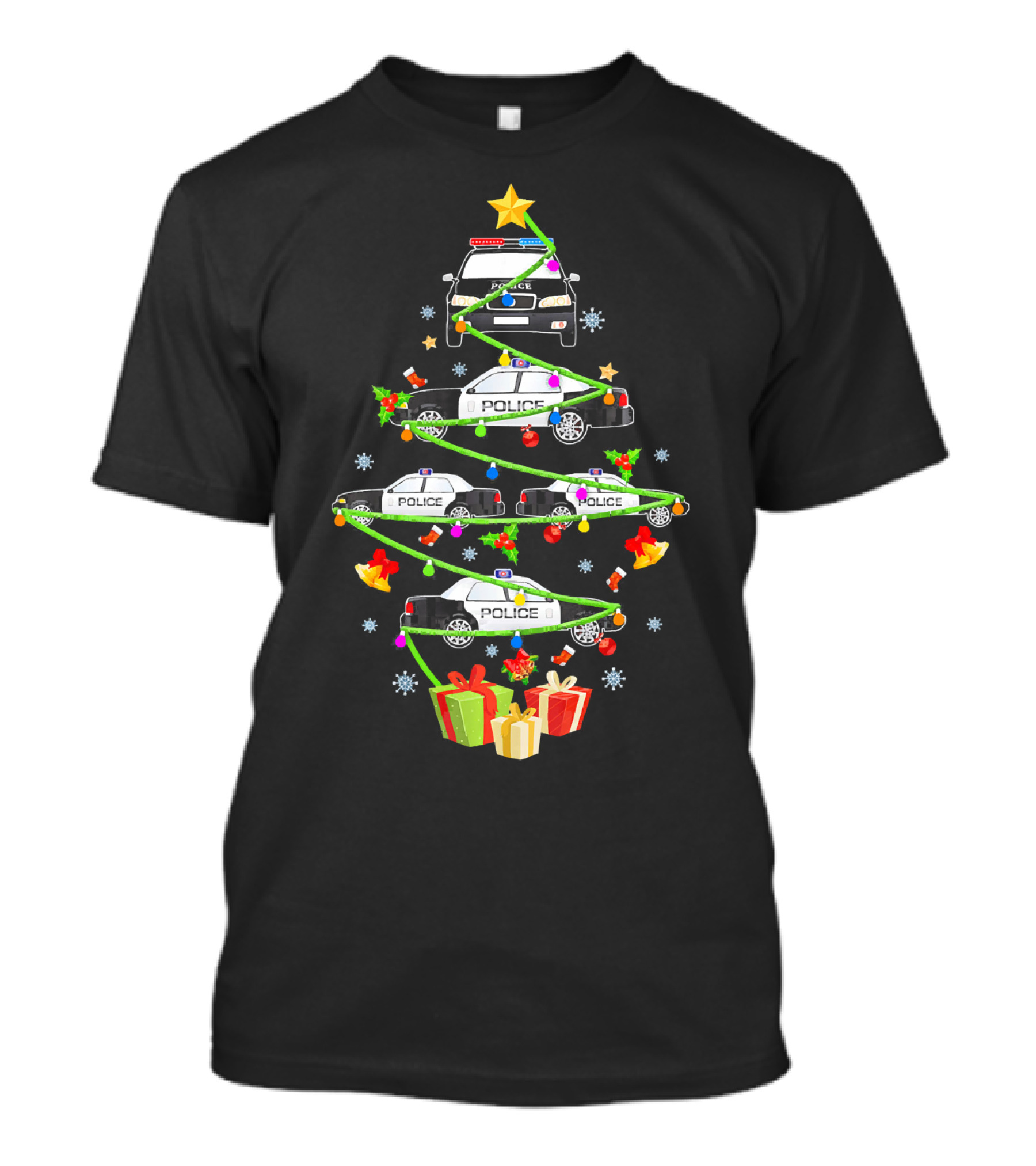 Police Officer Car Christmas Tree Ornament Holiday Decor T-Shirt