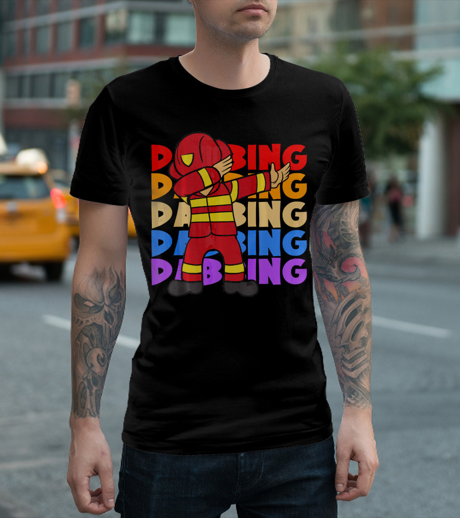 Retro Vintage Pop Art Dabbing Firefighter T-Shirt