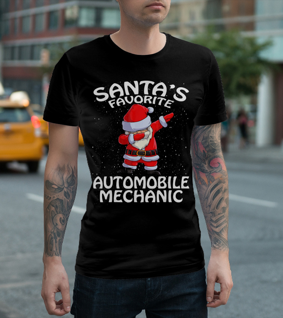 Santa's Favorite Automobile Mechanic Dab Dance Snowflakes T-Shirt
