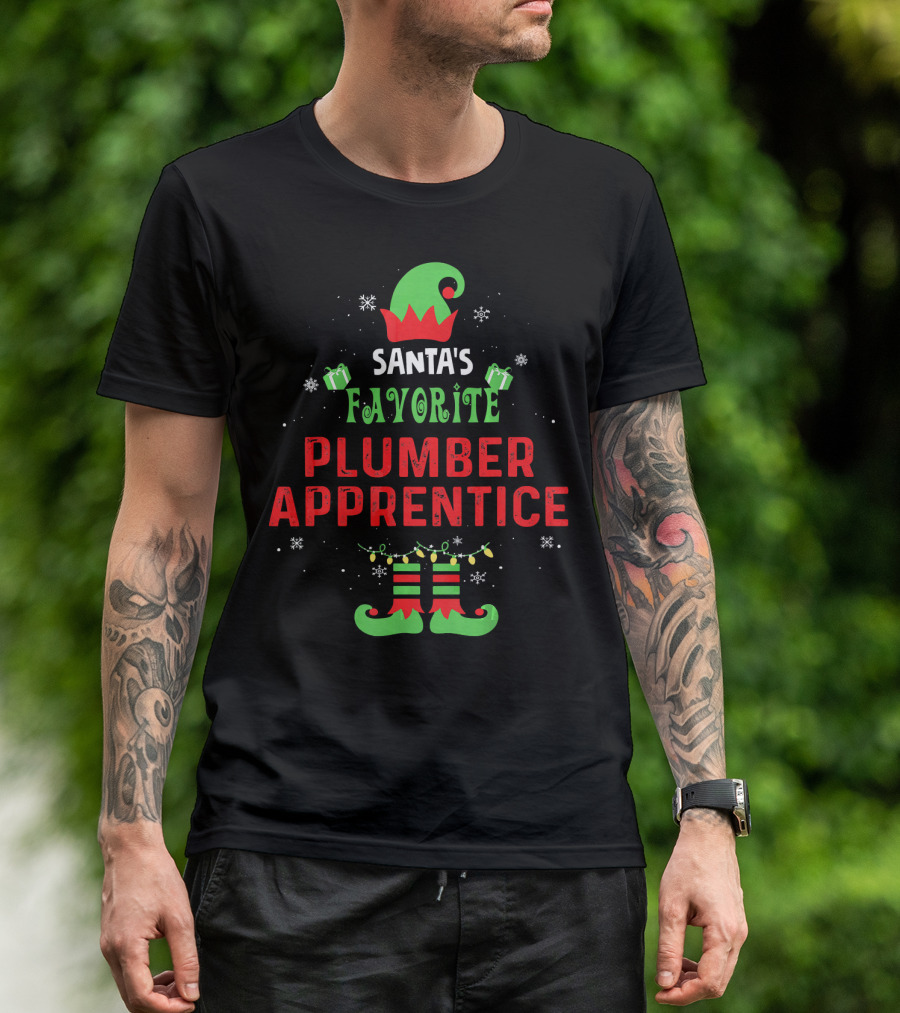 Santa's Favorite Plumber Apprentice Holiday Elf T-Shirt