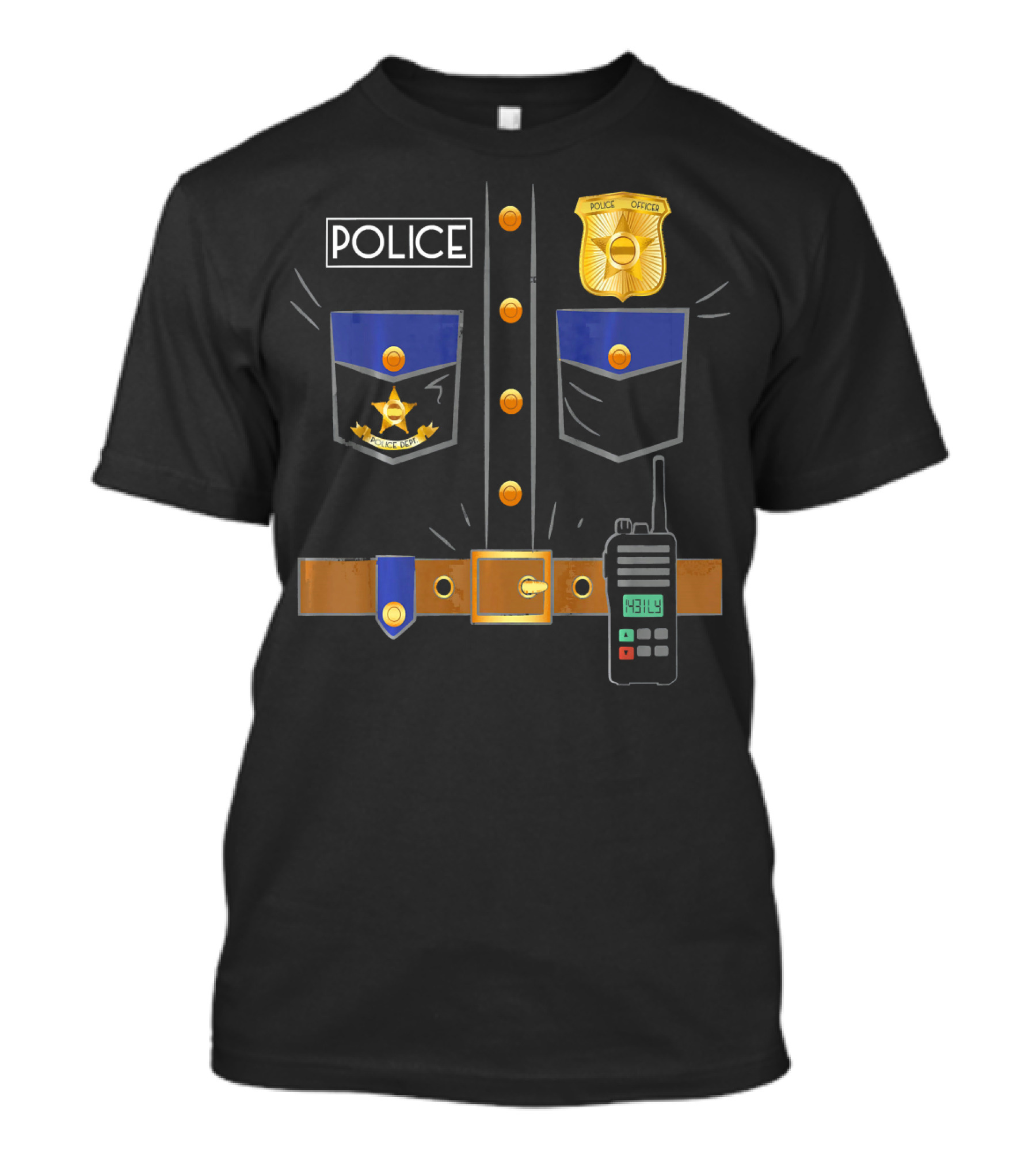 Police Officer Costume Funny Radio Badge T-Shirt