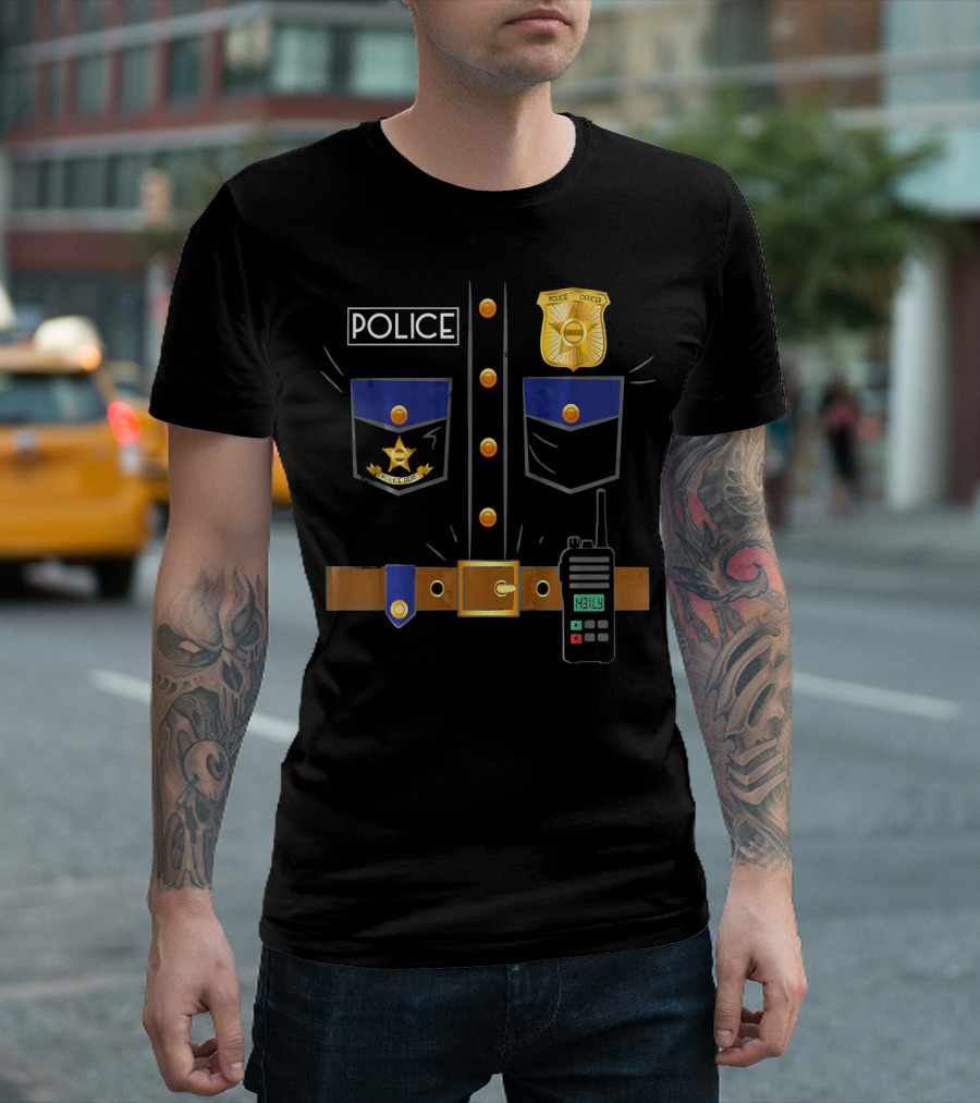 Police Officer Costume Funny Radio Badge T-Shirt