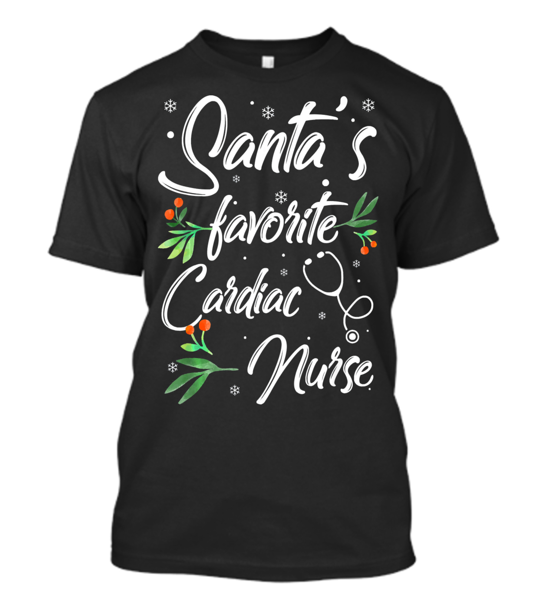 Santa's Favorite Cardiac Nurse With Festive Holiday Elements T-Shirt