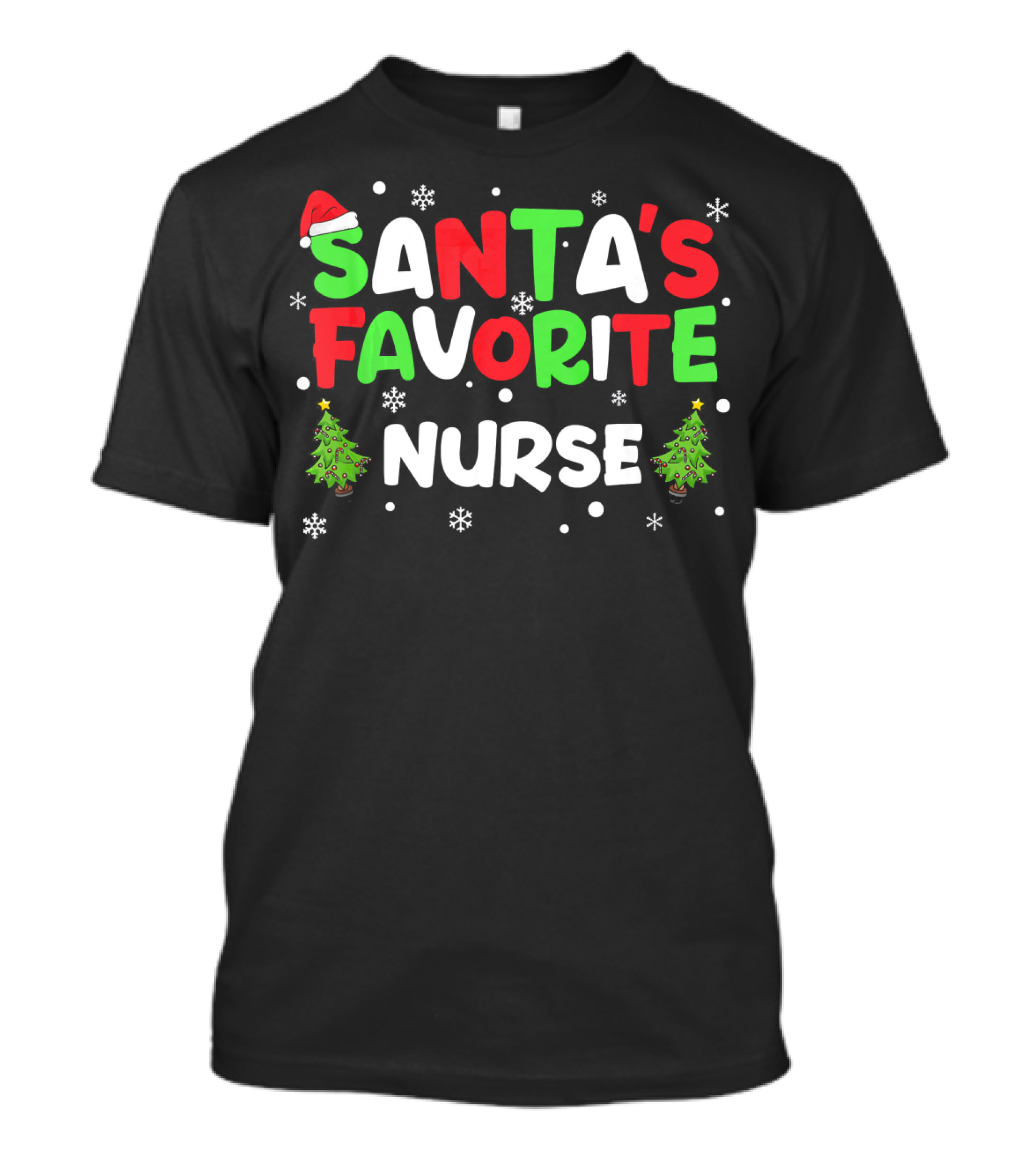 Santa's Favorite Nurse Christmas Holiday T-Shirt