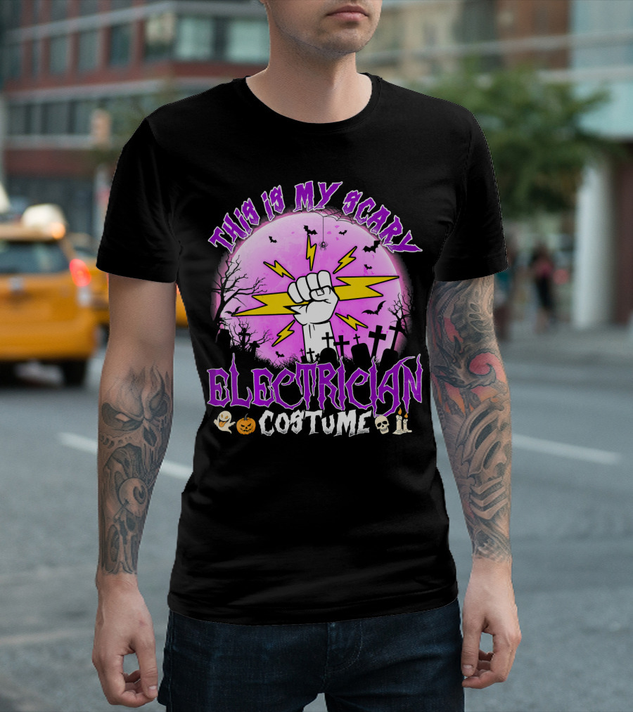 This Is My Scary Electrician Costume Halloween Graveyard Scene T-Shirt
